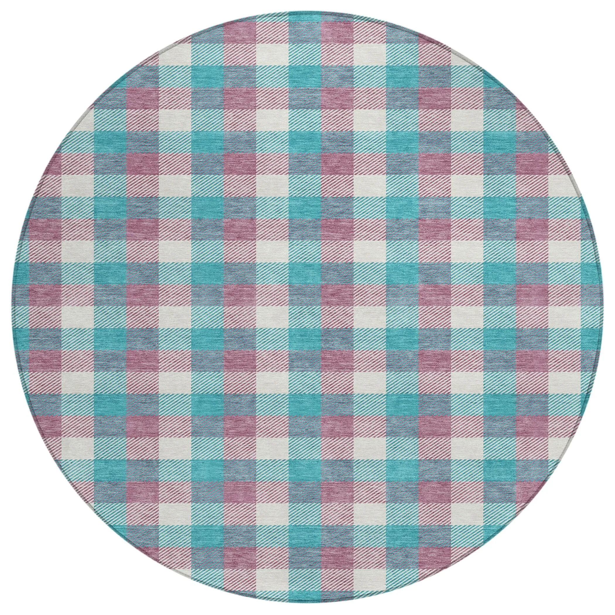 Machine Washable Indoor/ Outdoor Plaid Chantille Rug