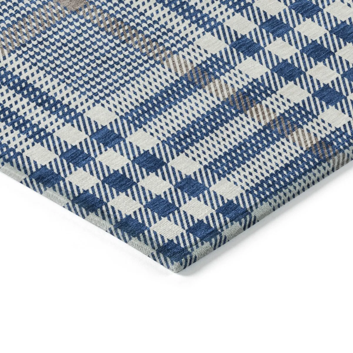 Machine Washable Indoor/ Outdoor Plaid Chantille Rug