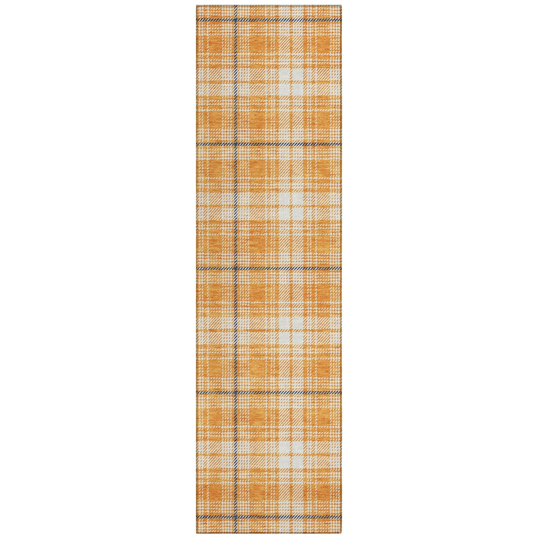 Machine Washable Indoor/ Outdoor Plaid Chantille Rug