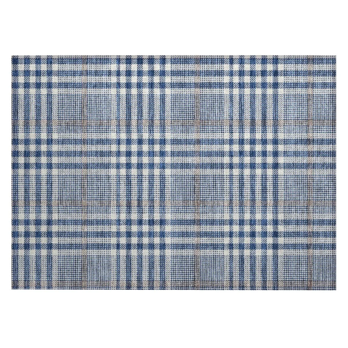 Machine Washable Indoor/ Outdoor Plaid Chantille Rug