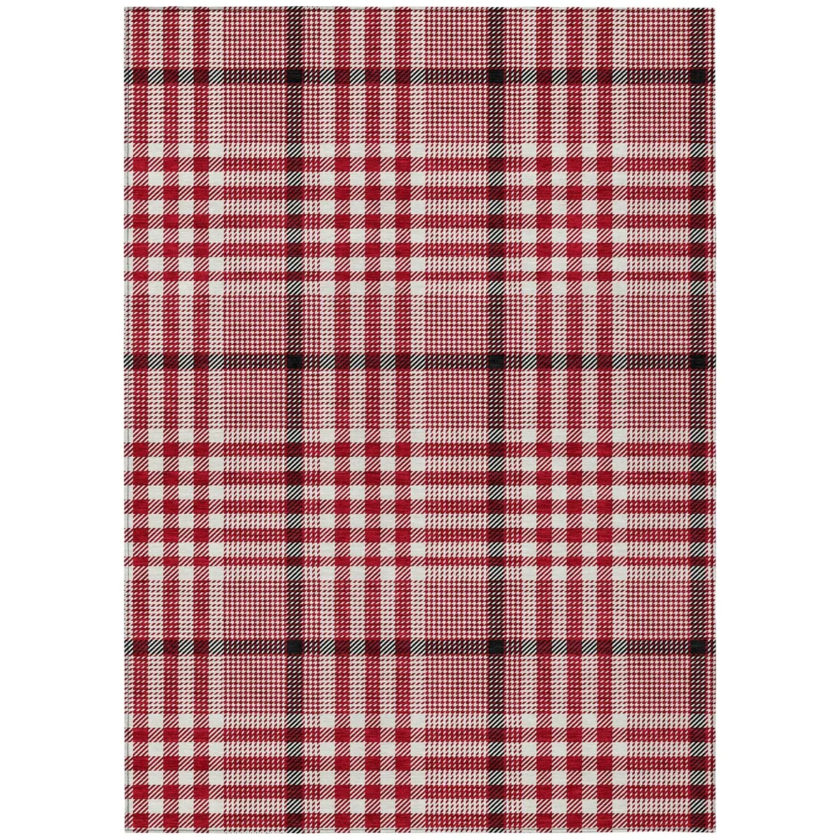 Machine Washable Indoor/ Outdoor Plaid Chantille Rug
