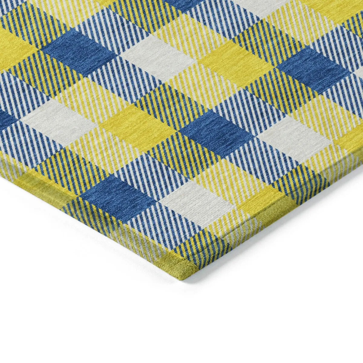 Machine Washable Indoor/ Outdoor Plaid Chantille Rug