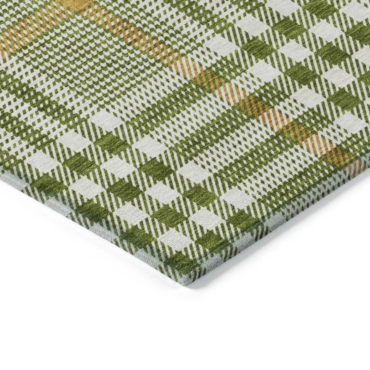 Machine Washable Indoor/ Outdoor Plaid Chantille Rug