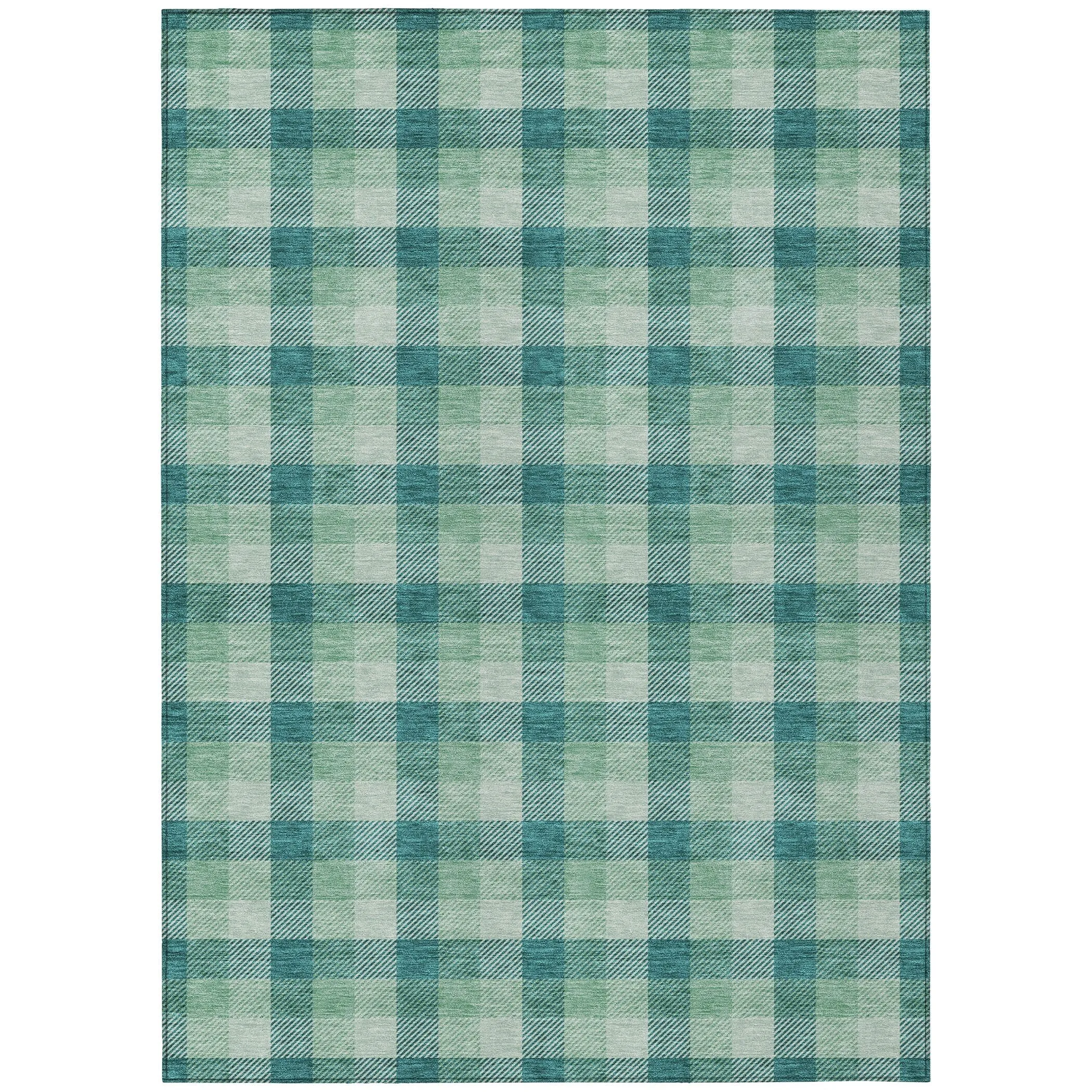 Machine Washable Indoor/ Outdoor Plaid Chantille Rug