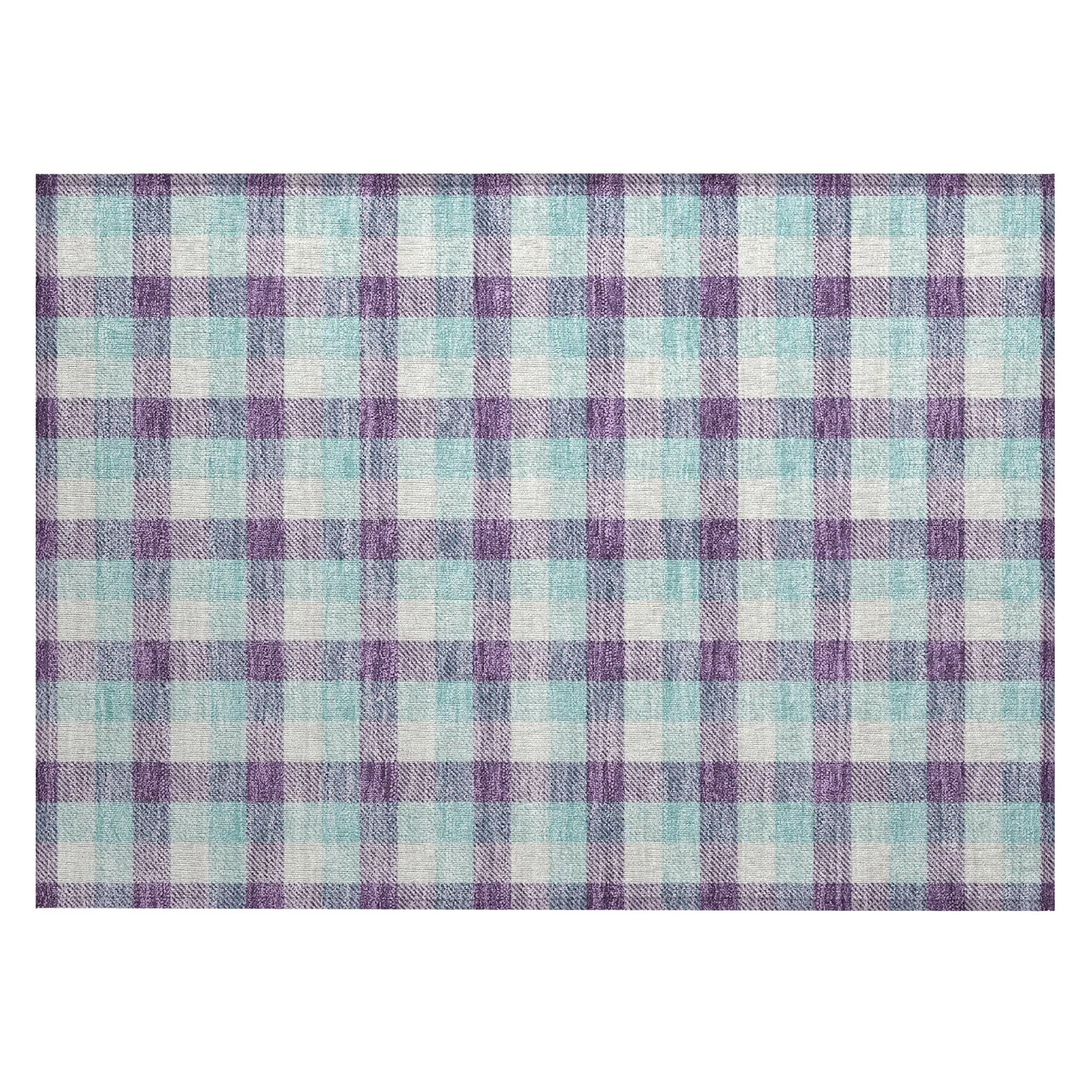 Machine Washable Indoor/ Outdoor Plaid Chantille Rug
