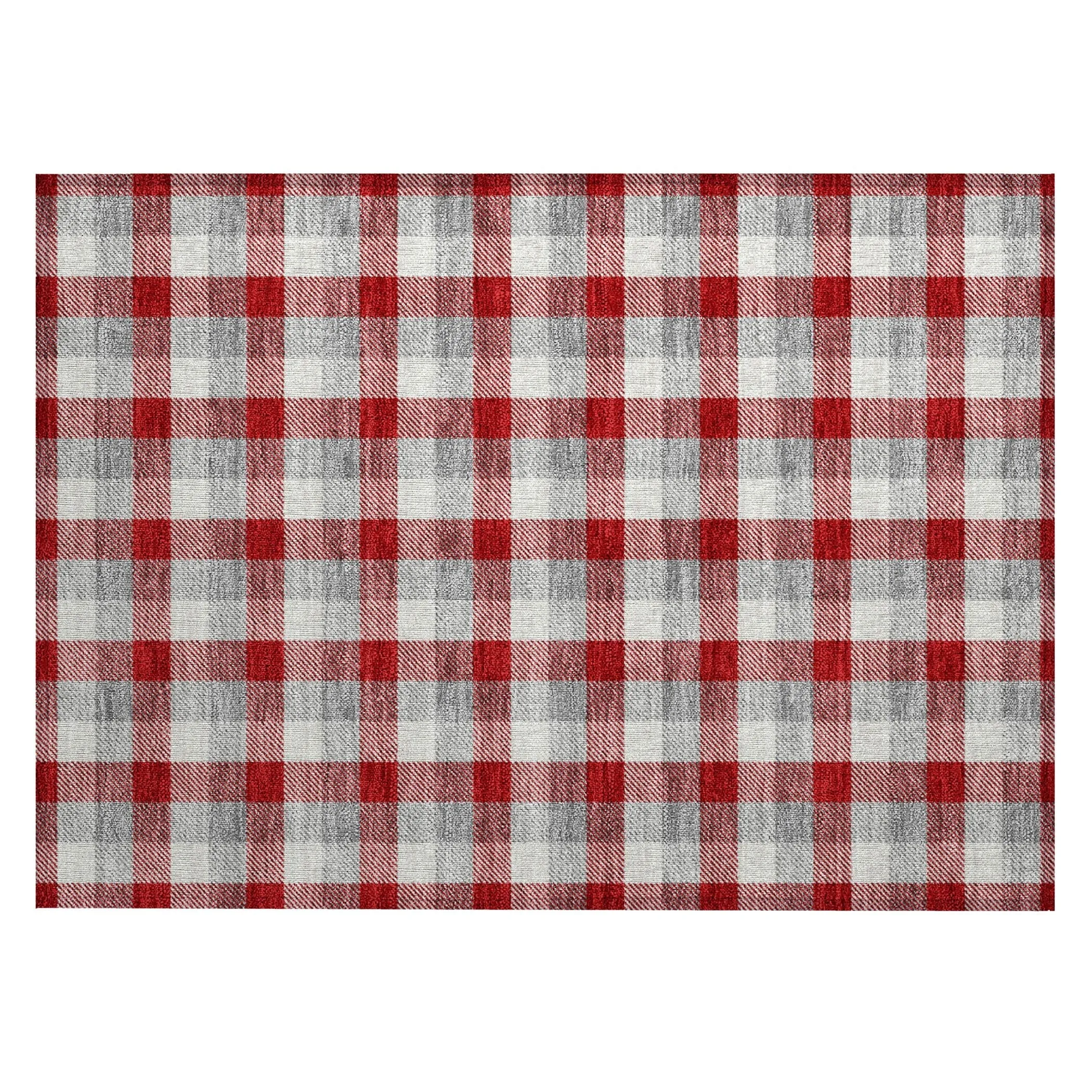 Machine Washable Indoor/ Outdoor Plaid Chantille Rug