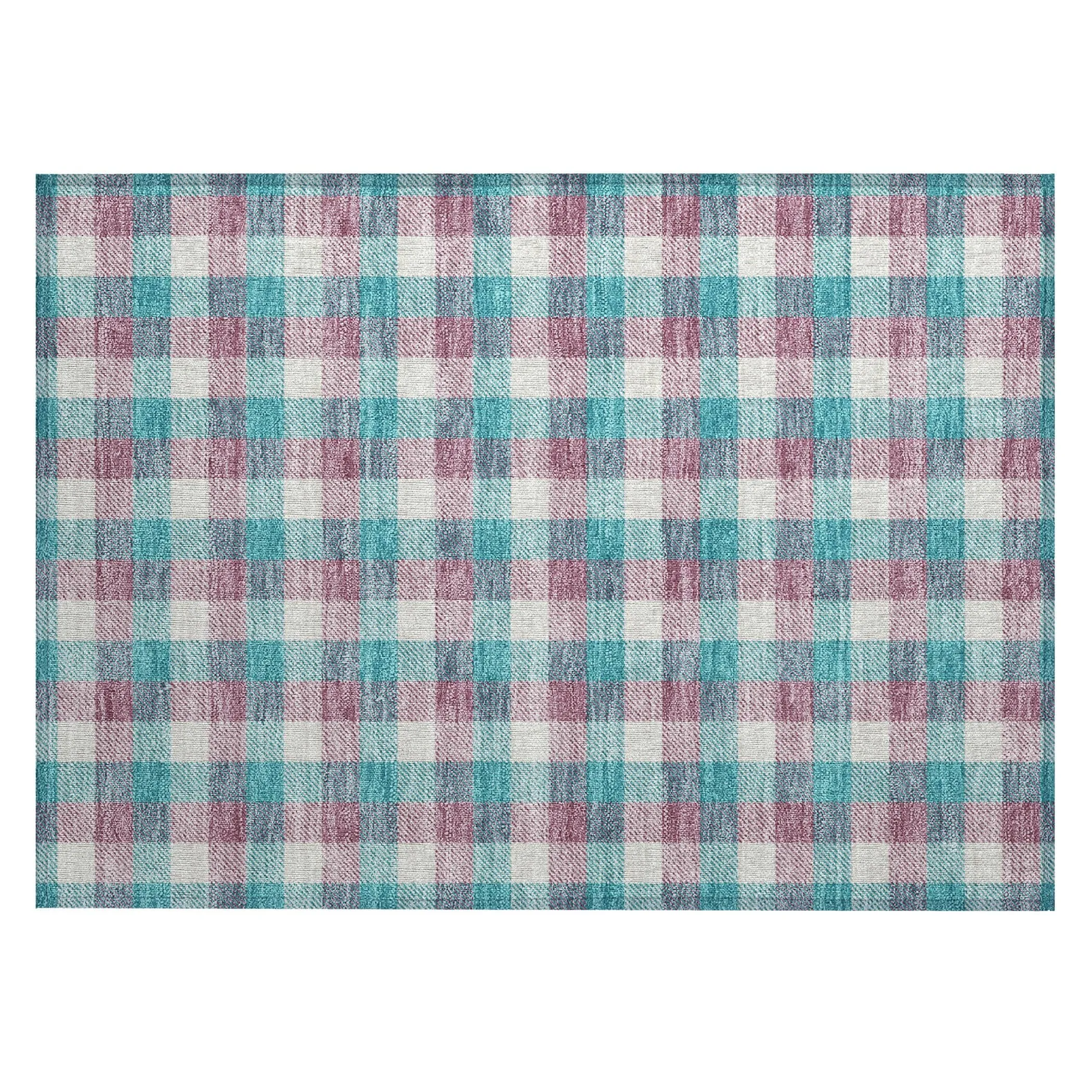 Machine Washable Indoor/ Outdoor Plaid Chantille Rug