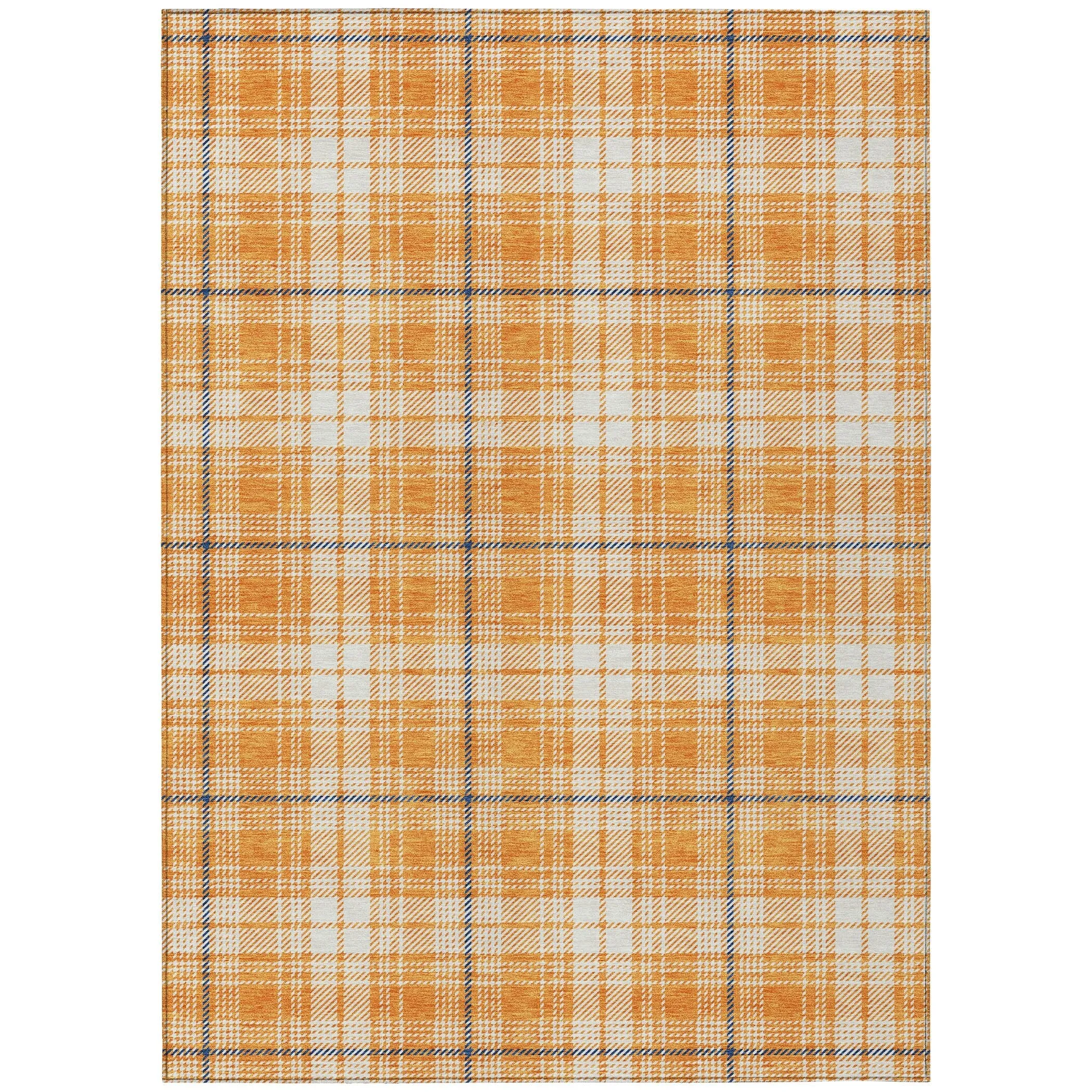 Machine Washable Indoor/ Outdoor Plaid Chantille Rug