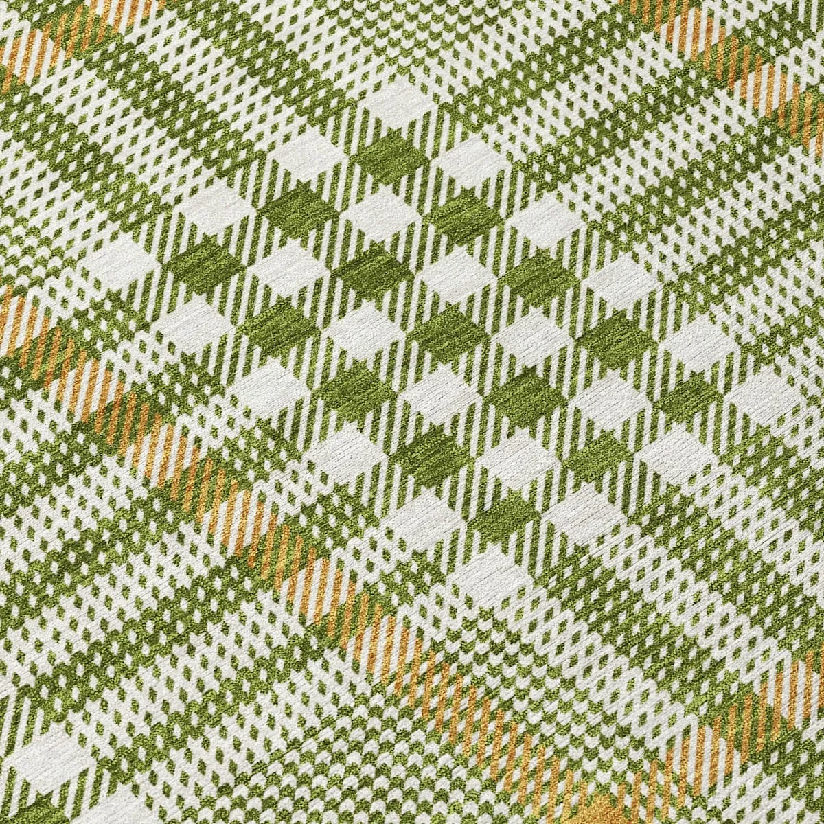 Machine Washable Indoor/ Outdoor Plaid Chantille Rug