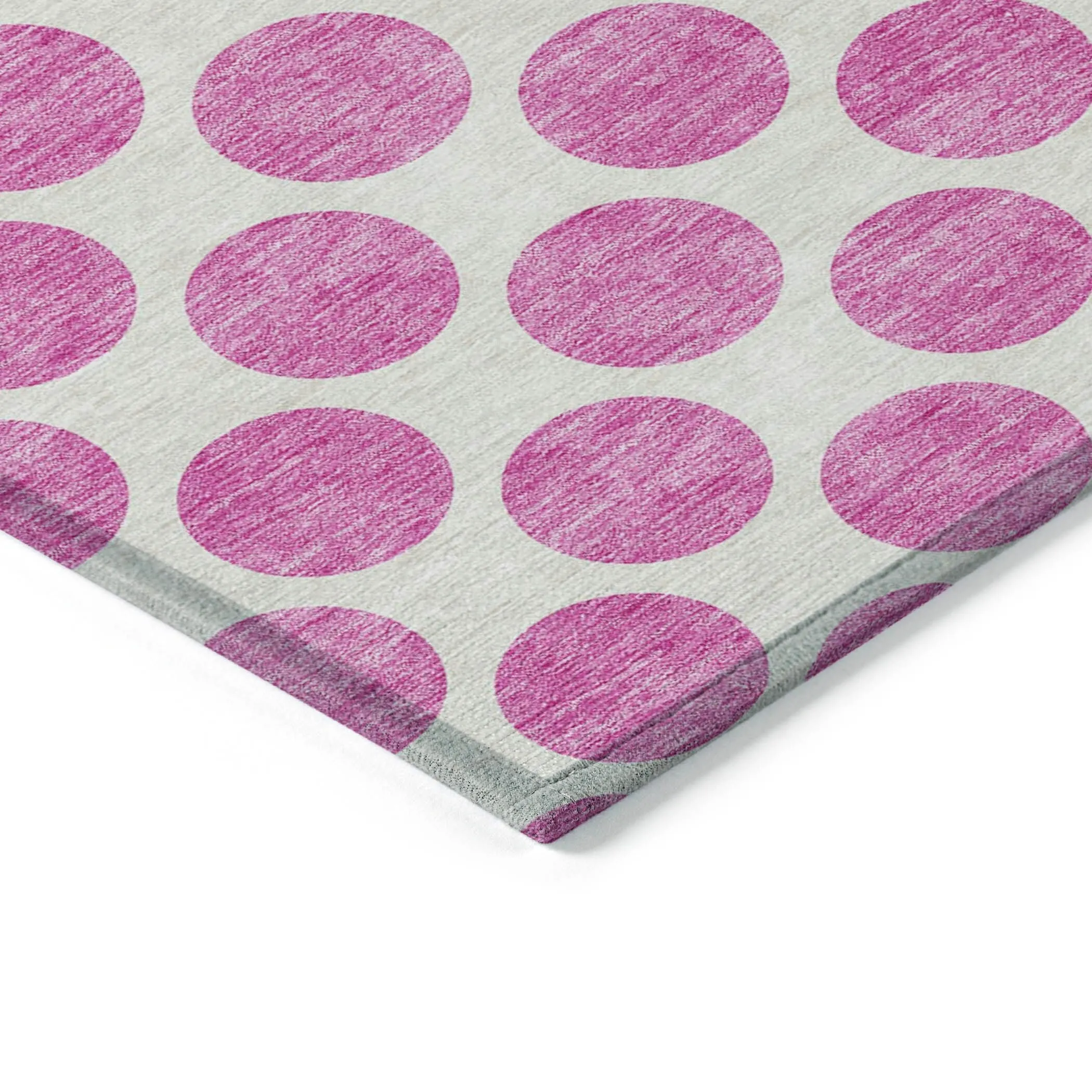 Machine Washable Indoor/ Outdoor Polka Dots Chantille Rug