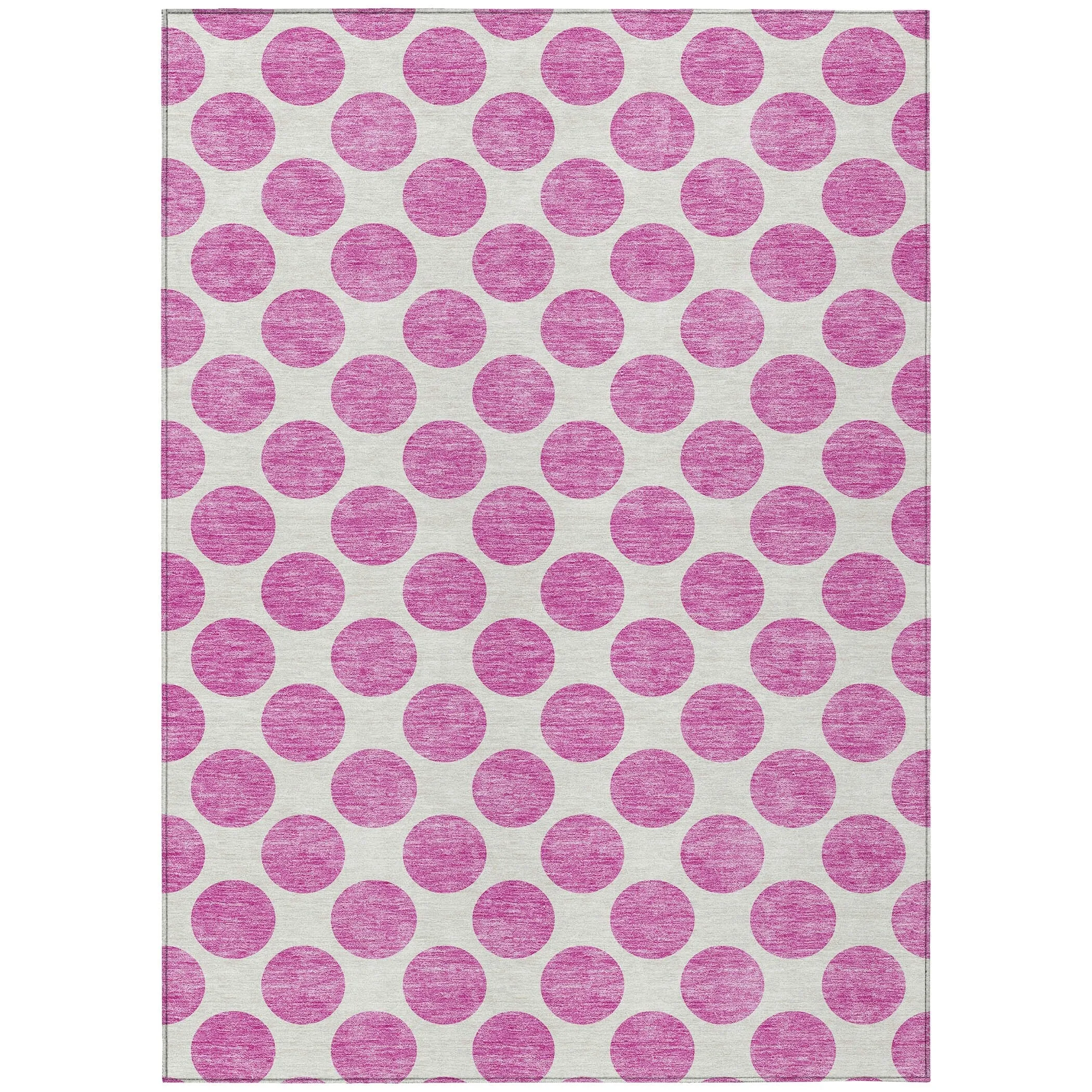 Machine Washable Indoor/ Outdoor Polka Dots Chantille Rug