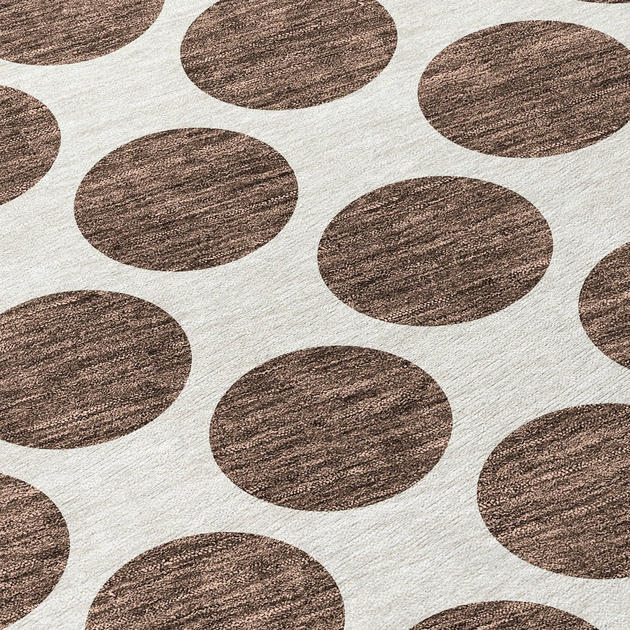 Machine Washable Indoor/ Outdoor Polka Dots Chantille Rug