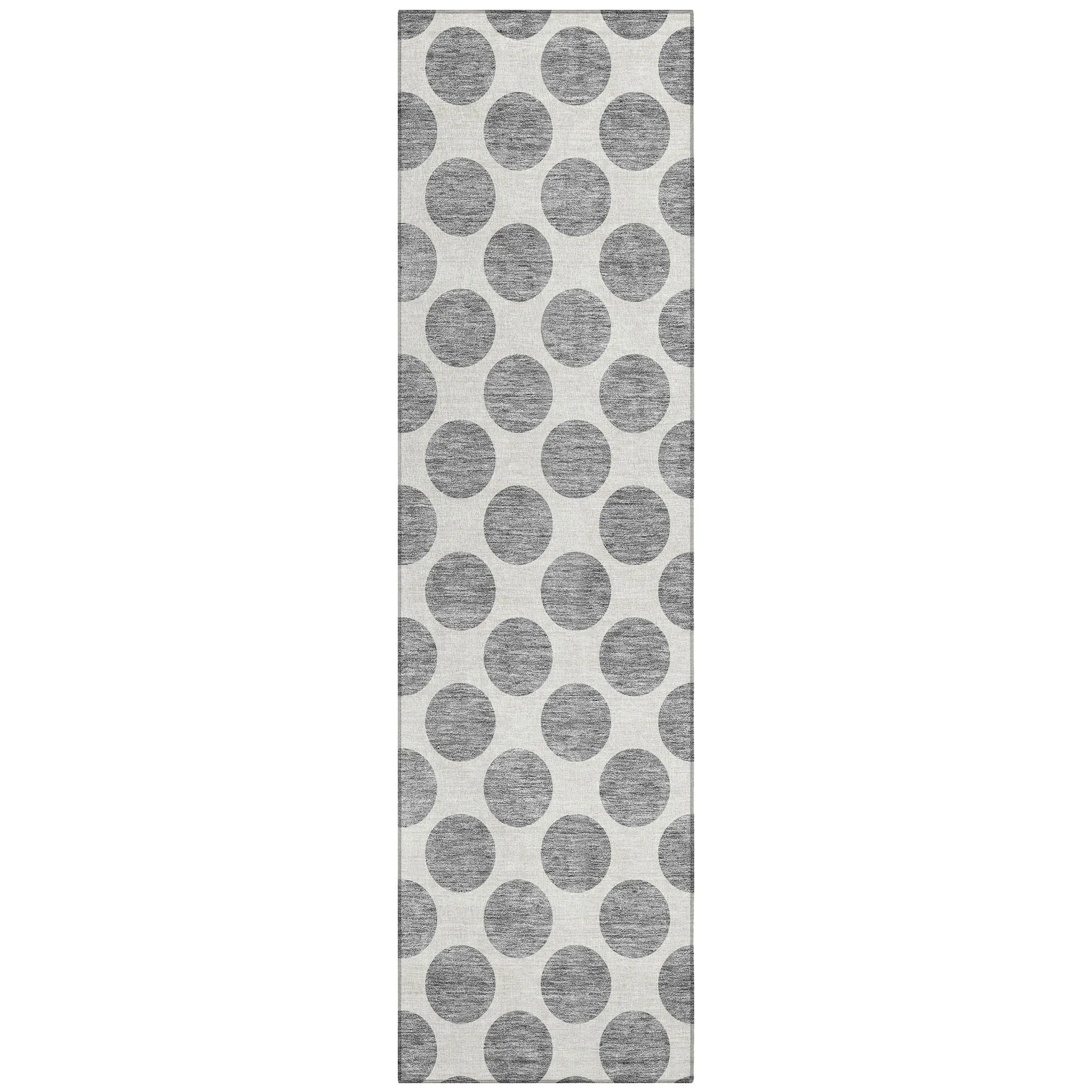 Machine Washable Indoor/ Outdoor Polka Dots Chantille Rug