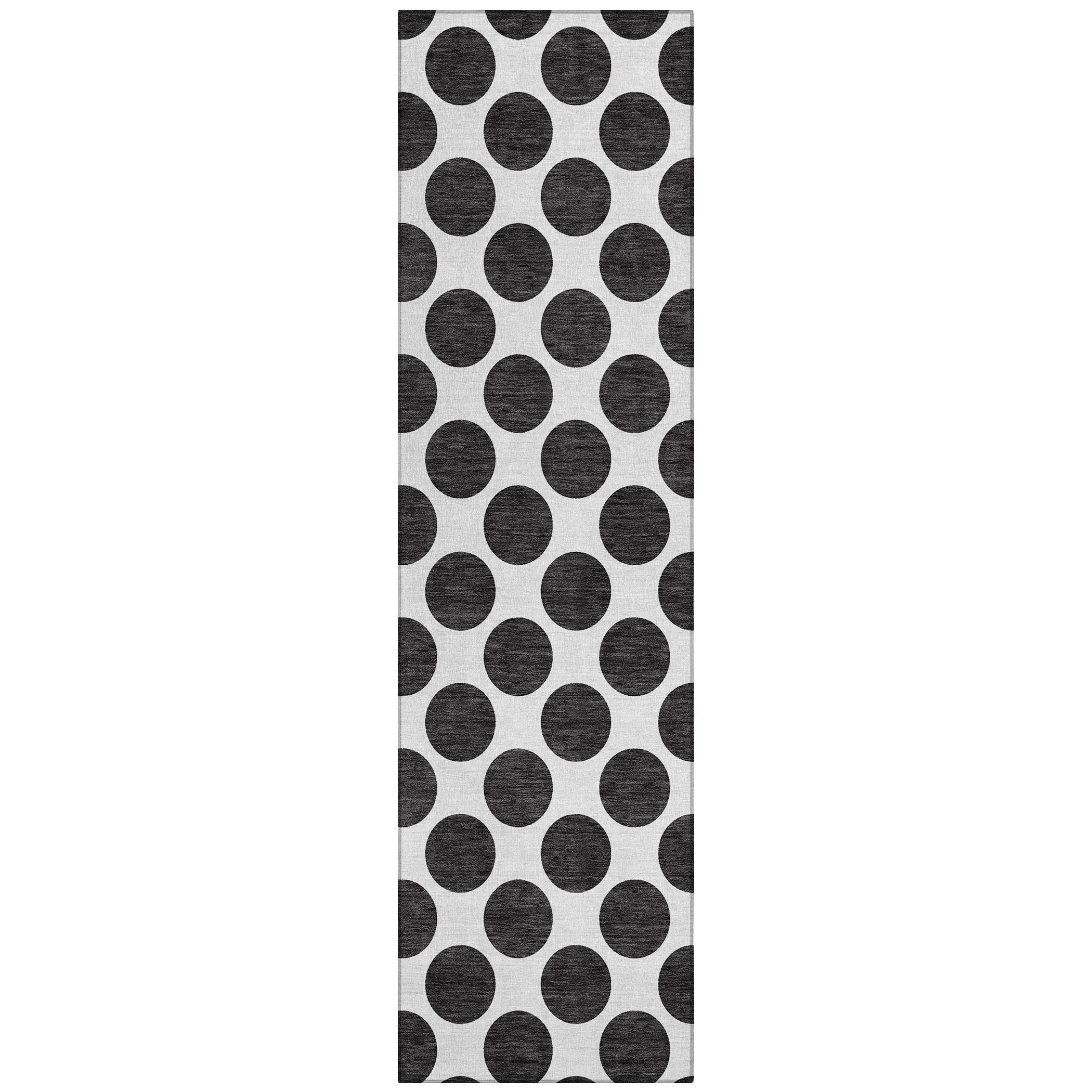 Machine Washable Indoor/ Outdoor Polka Dots Chantille Rug