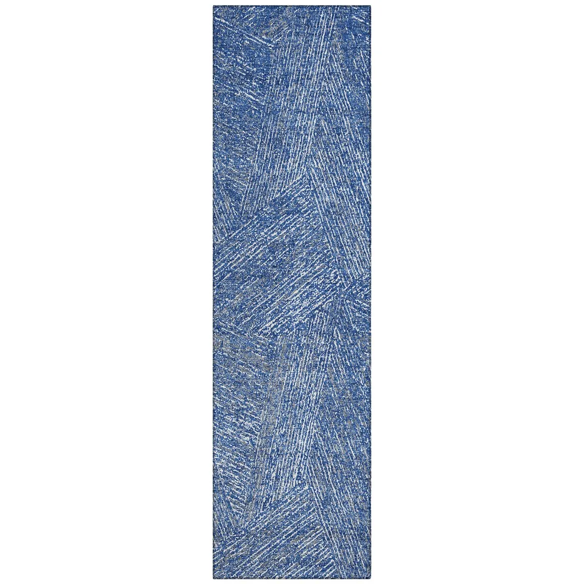 Machine Washable Indoor/ Outdoor Solid Geo Chantille Rug
