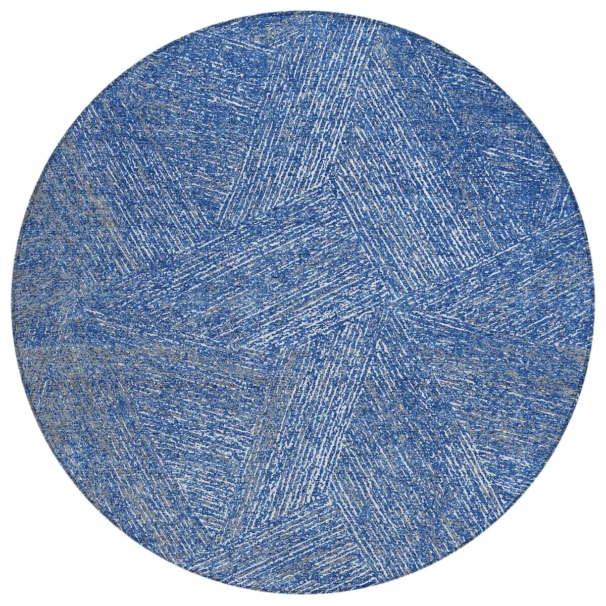Machine Washable Indoor/ Outdoor Solid Geo Chantille Rug