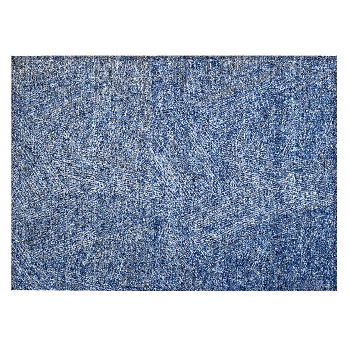 Machine Washable Indoor/ Outdoor Solid Geo Chantille Rug