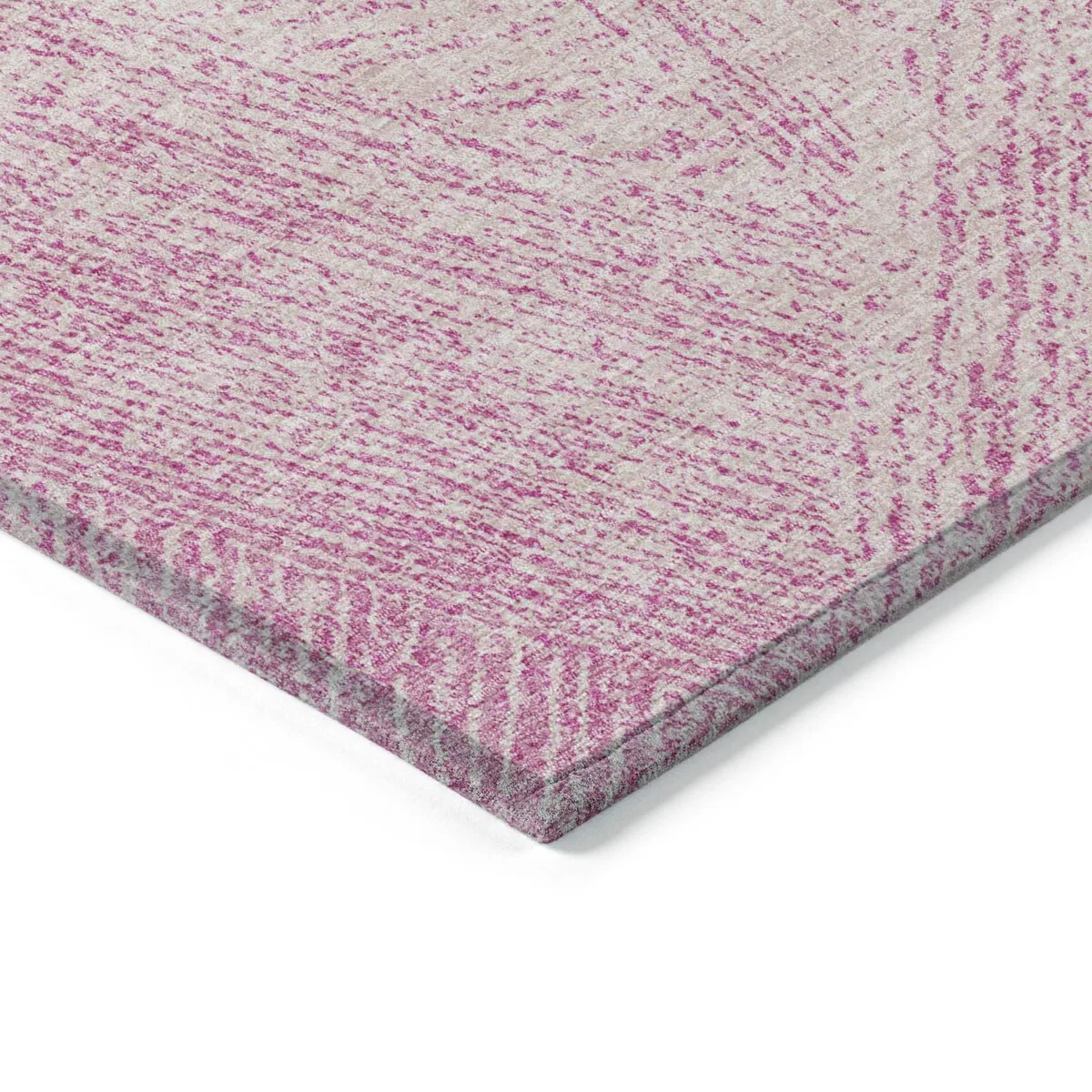 Machine Washable Indoor/ Outdoor Solid Geo Chantille Rug