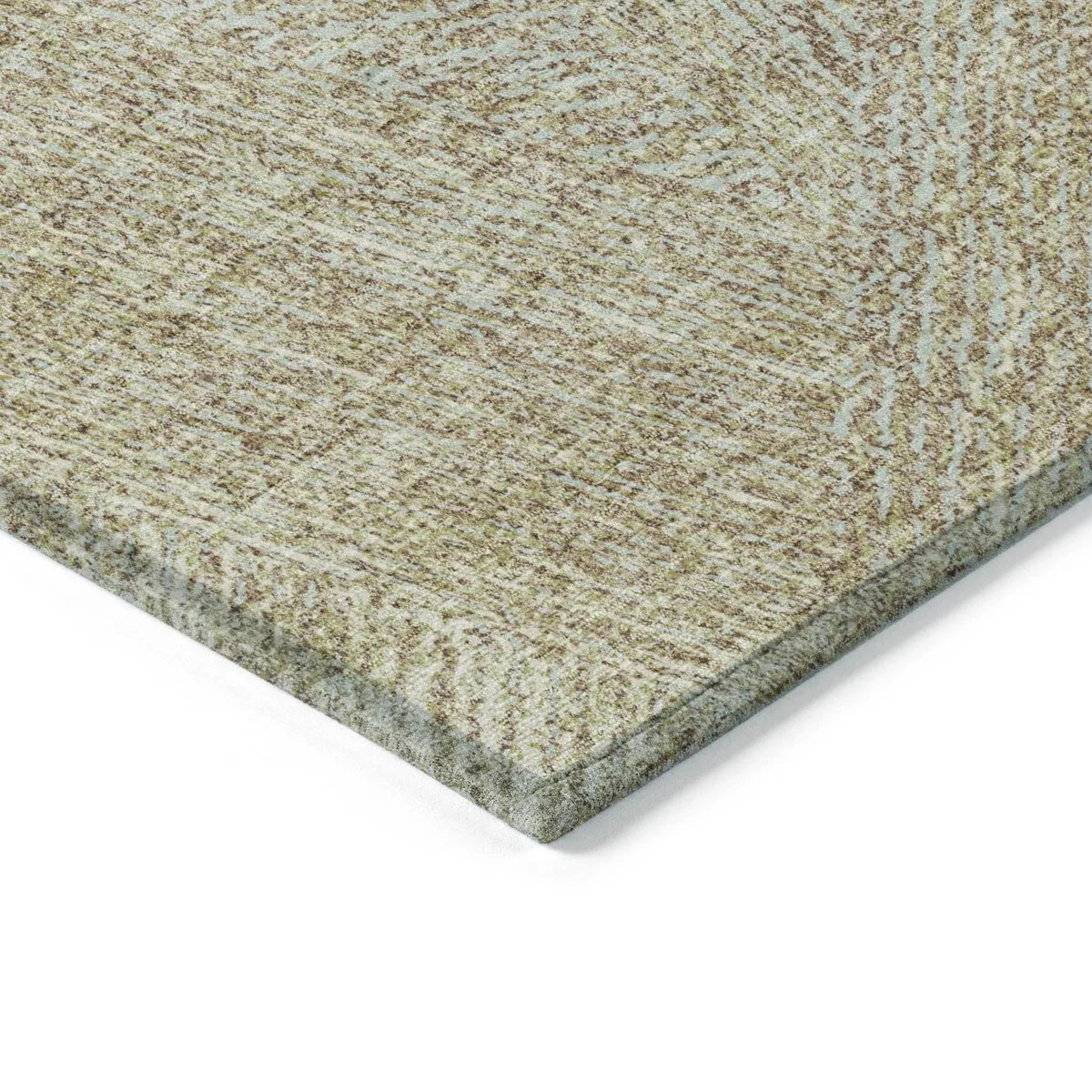 Machine Washable Indoor/ Outdoor Solid Geo Chantille Rug