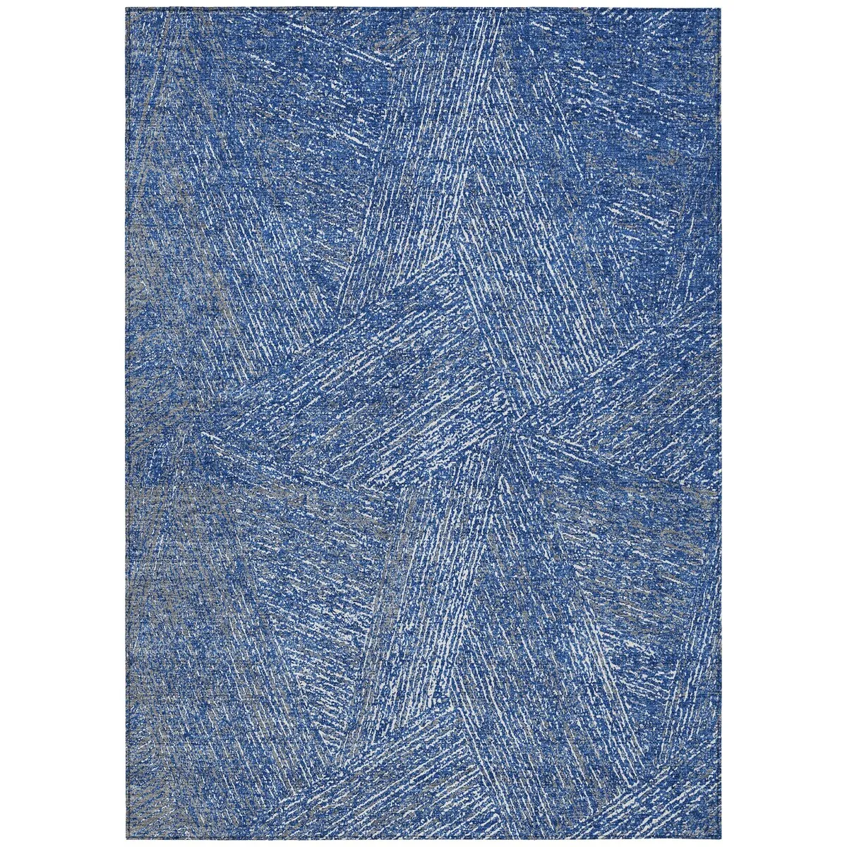 Machine Washable Indoor/ Outdoor Solid Geo Chantille Rug