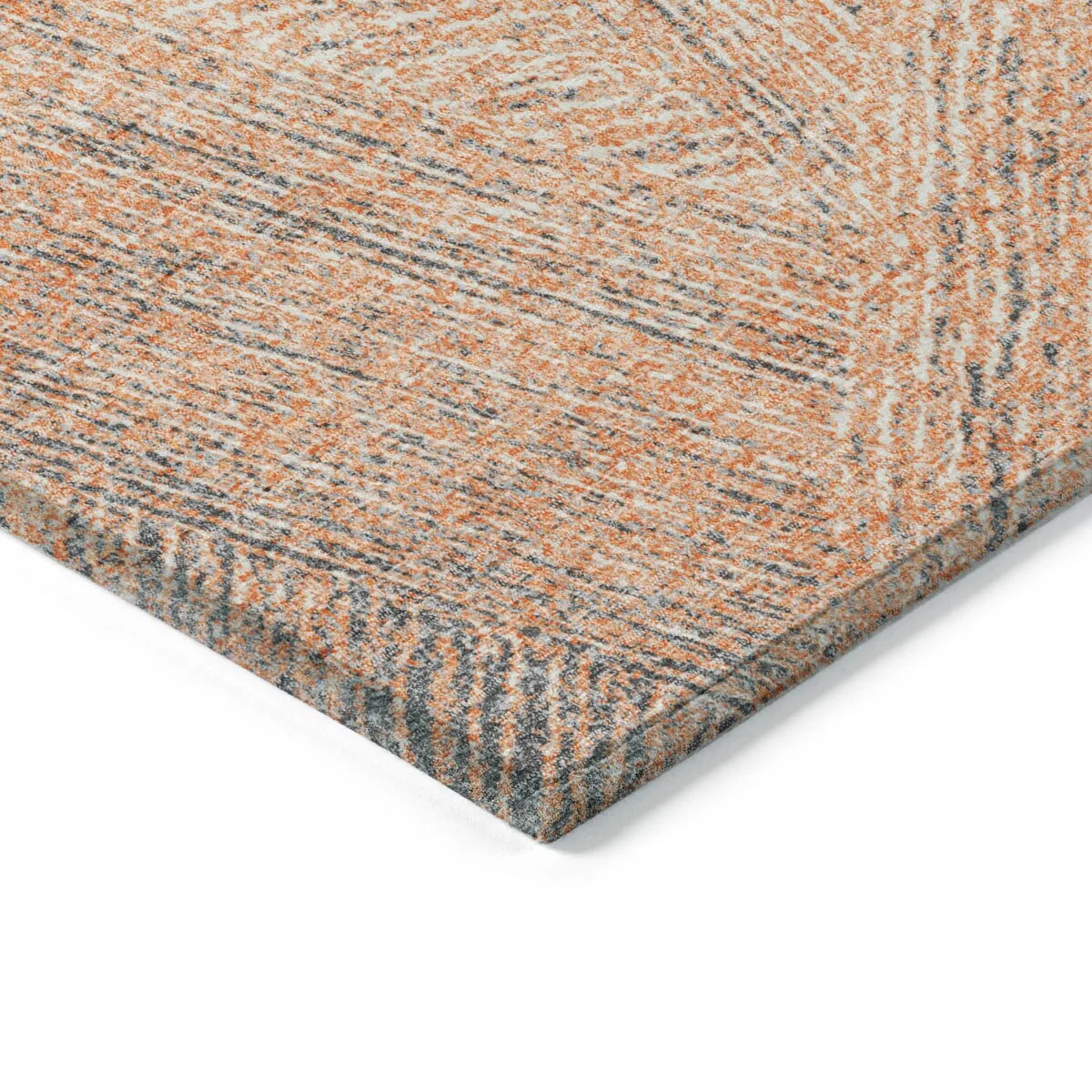 Machine Washable Indoor/ Outdoor Solid Geo Chantille Rug