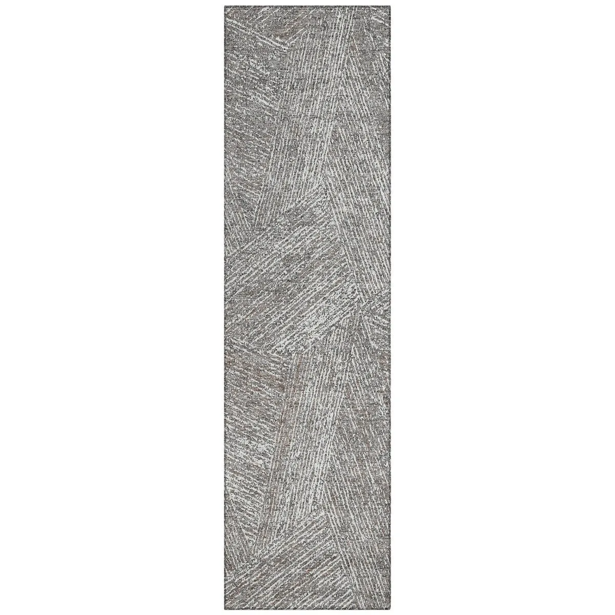 Machine Washable Indoor/ Outdoor Solid Geo Chantille Rug