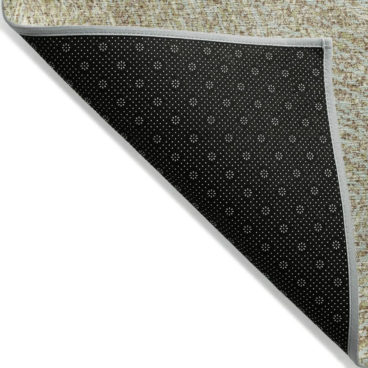Machine Washable Indoor/ Outdoor Solid Geo Chantille Rug