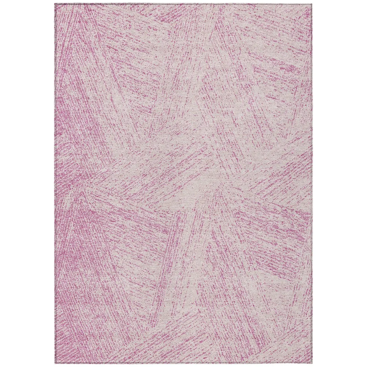 Machine Washable Indoor/ Outdoor Solid Geo Chantille Rug