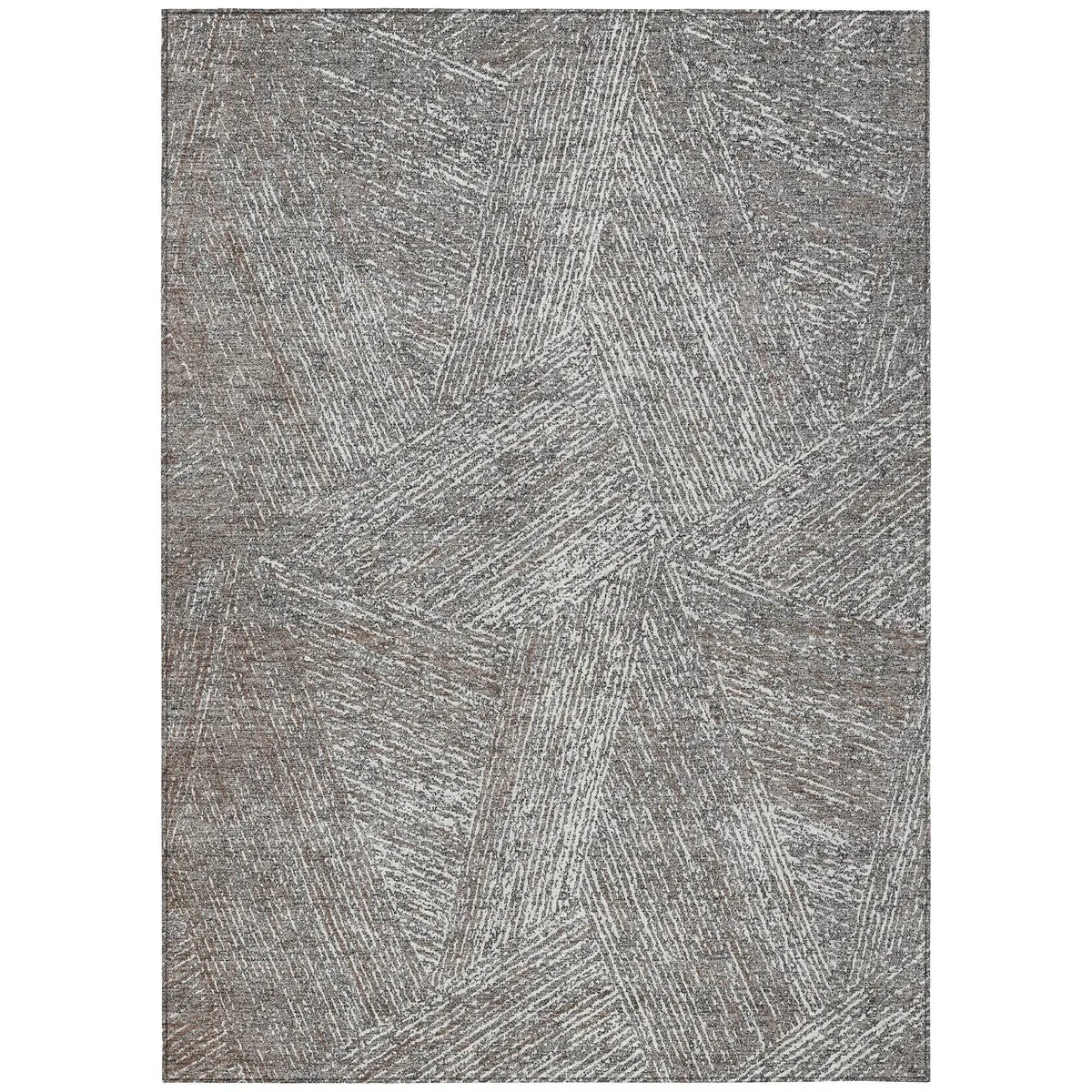 Machine Washable Indoor/ Outdoor Solid Geo Chantille Rug