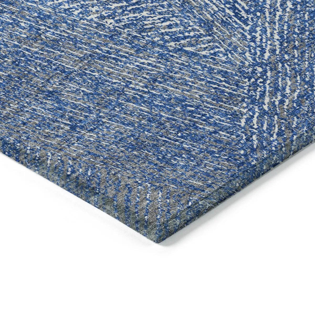 Machine Washable Indoor/ Outdoor Solid Geo Chantille Rug