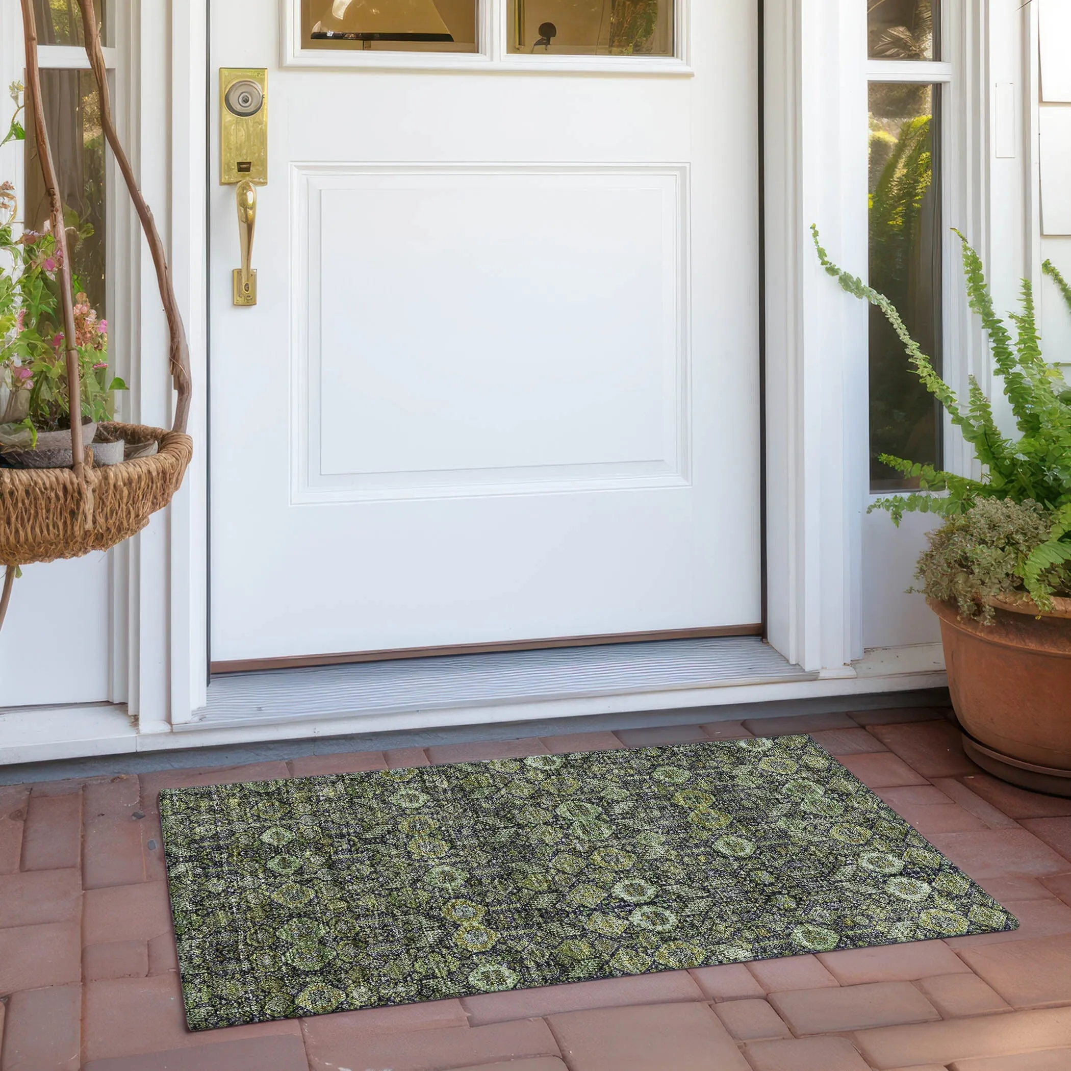 Machine Washable Indoor/ Outdoor Traditional Boho Chantille Rug