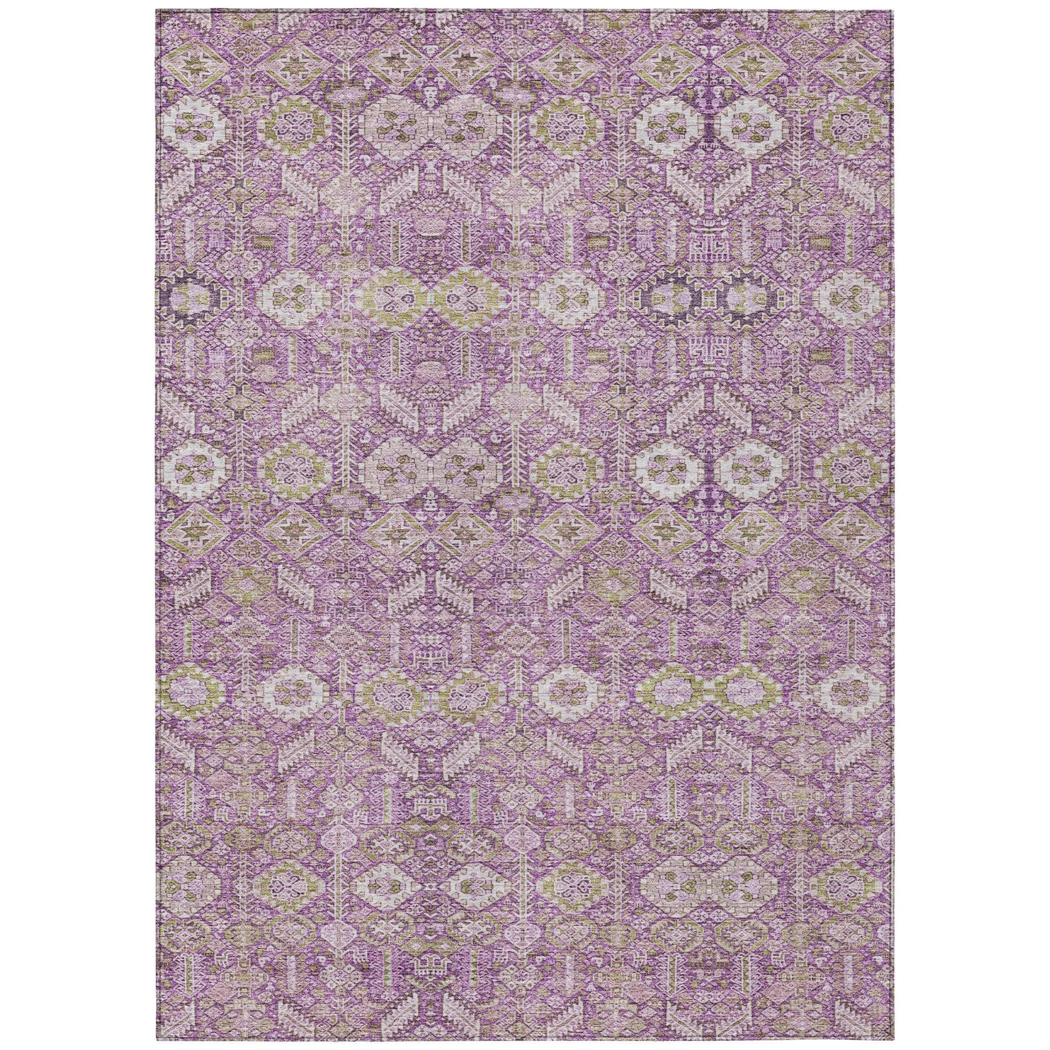Machine Washable Indoor/ Outdoor Traditional Boho Chantille Rug