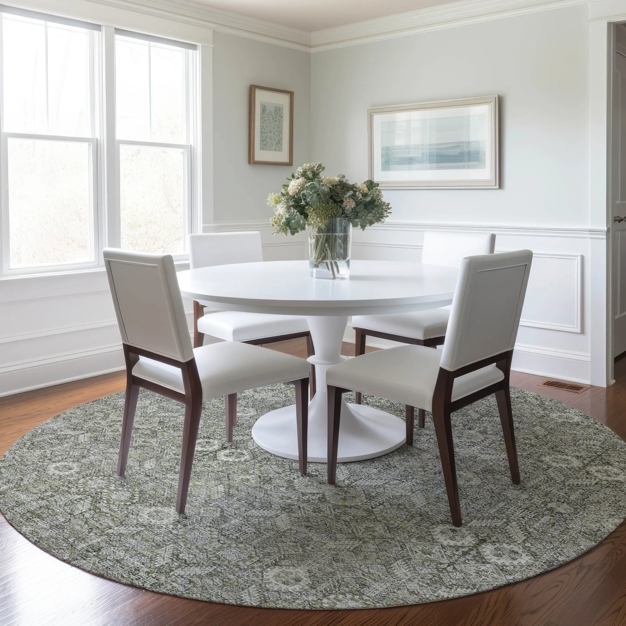 Machine Washable Indoor/ Outdoor Traditional Boho Chantille Rug
