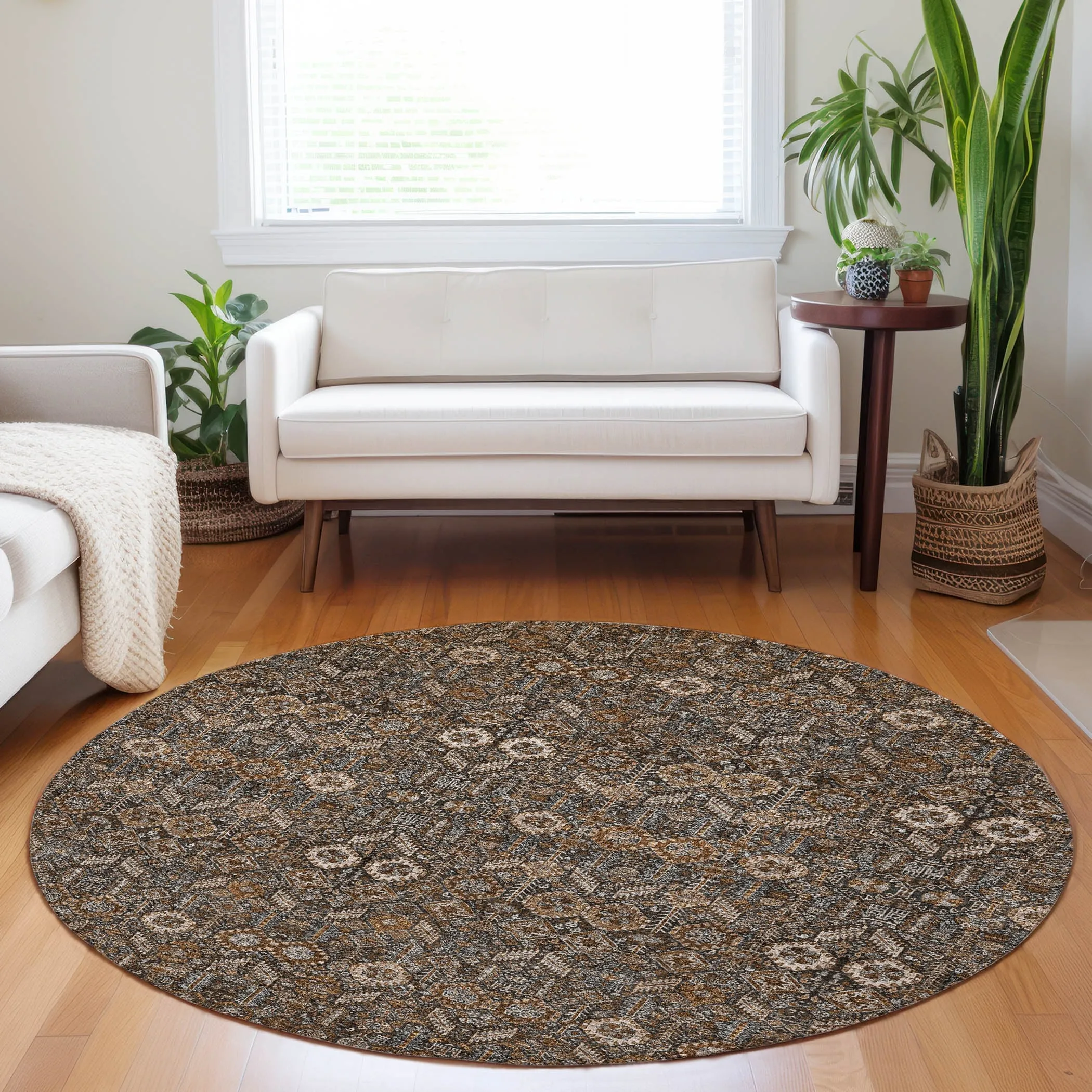 Machine Washable Indoor/ Outdoor Traditional Boho Chantille Rug