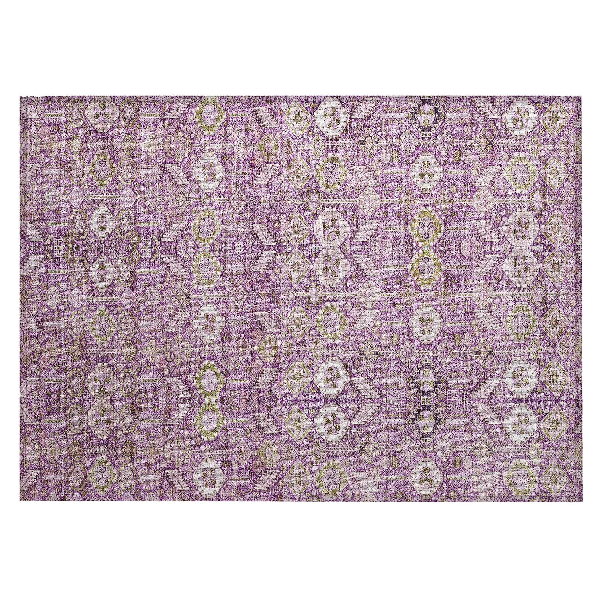 Machine Washable Indoor/ Outdoor Traditional Boho Chantille Rug