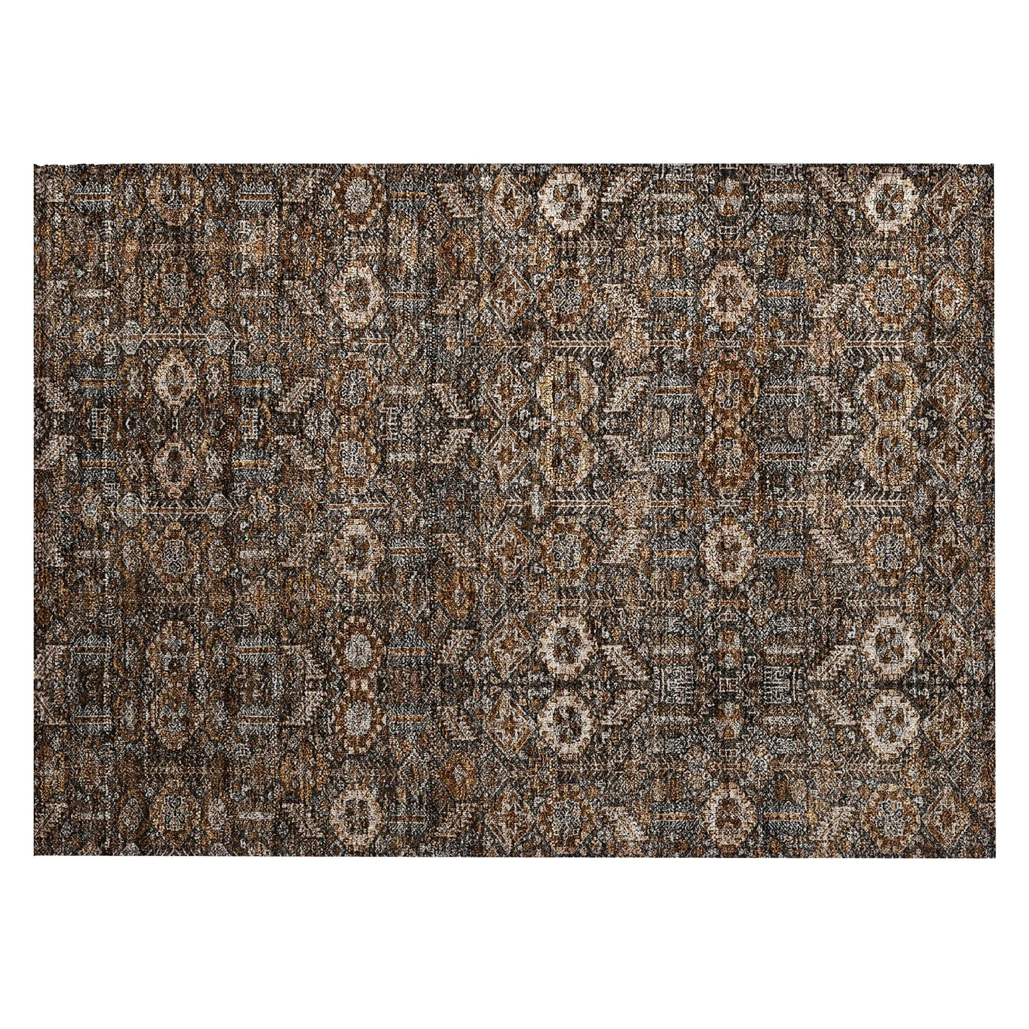 Machine Washable Indoor/ Outdoor Traditional Boho Chantille Rug