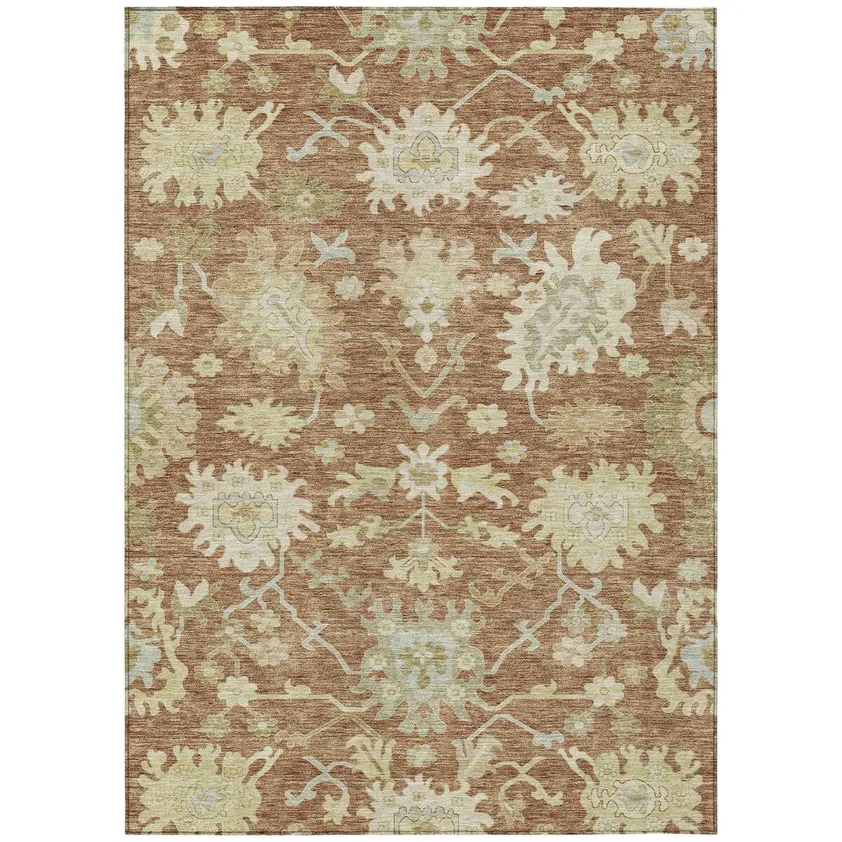 Machine Washable Indoor/ Outdoor Traditional Casual Chantille Rug
