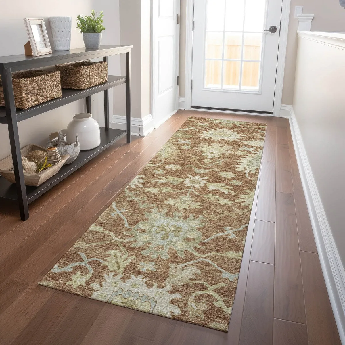 Machine Washable Indoor/ Outdoor Traditional Casual Chantille Rug