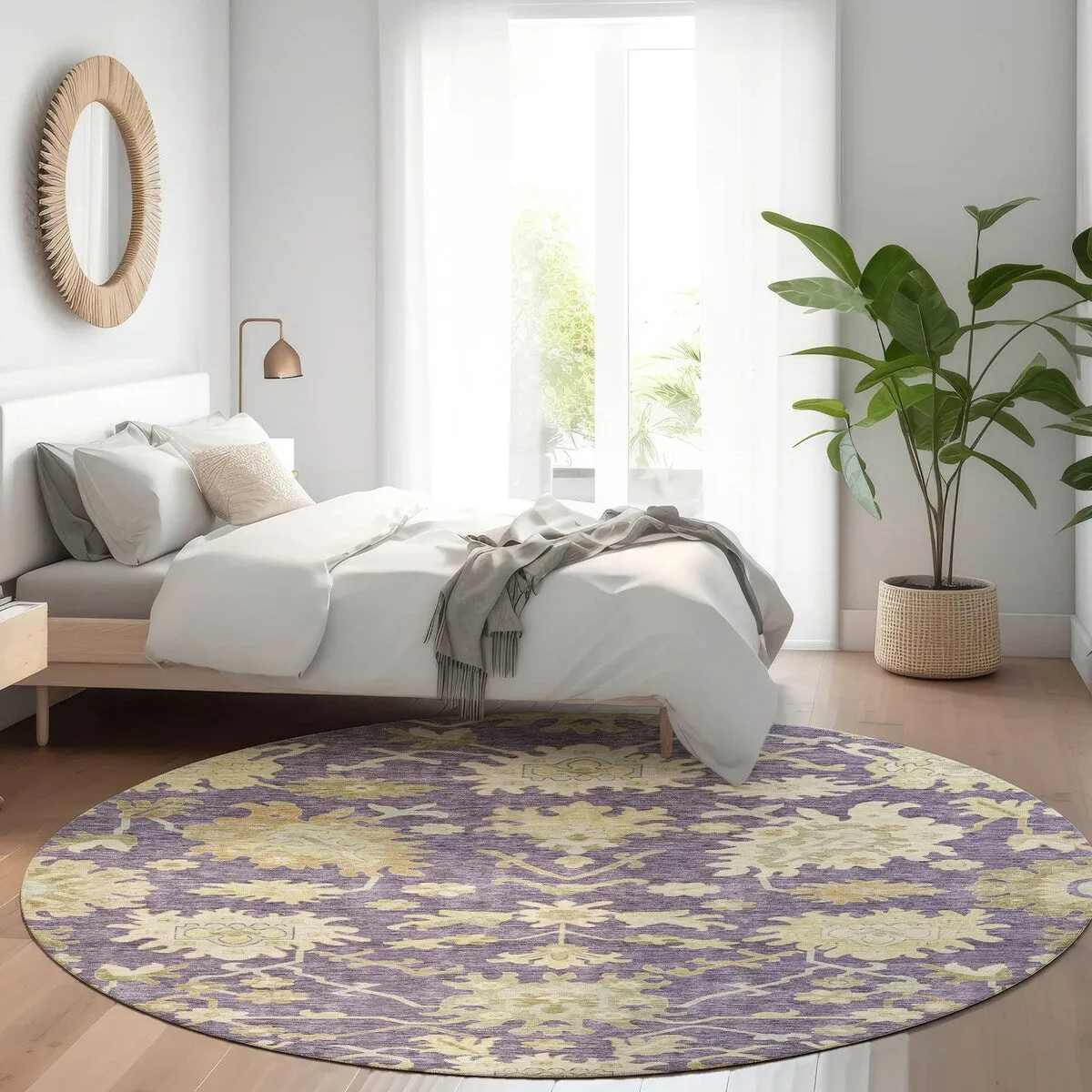 Machine Washable Indoor/ Outdoor Traditional Casual Chantille Rug