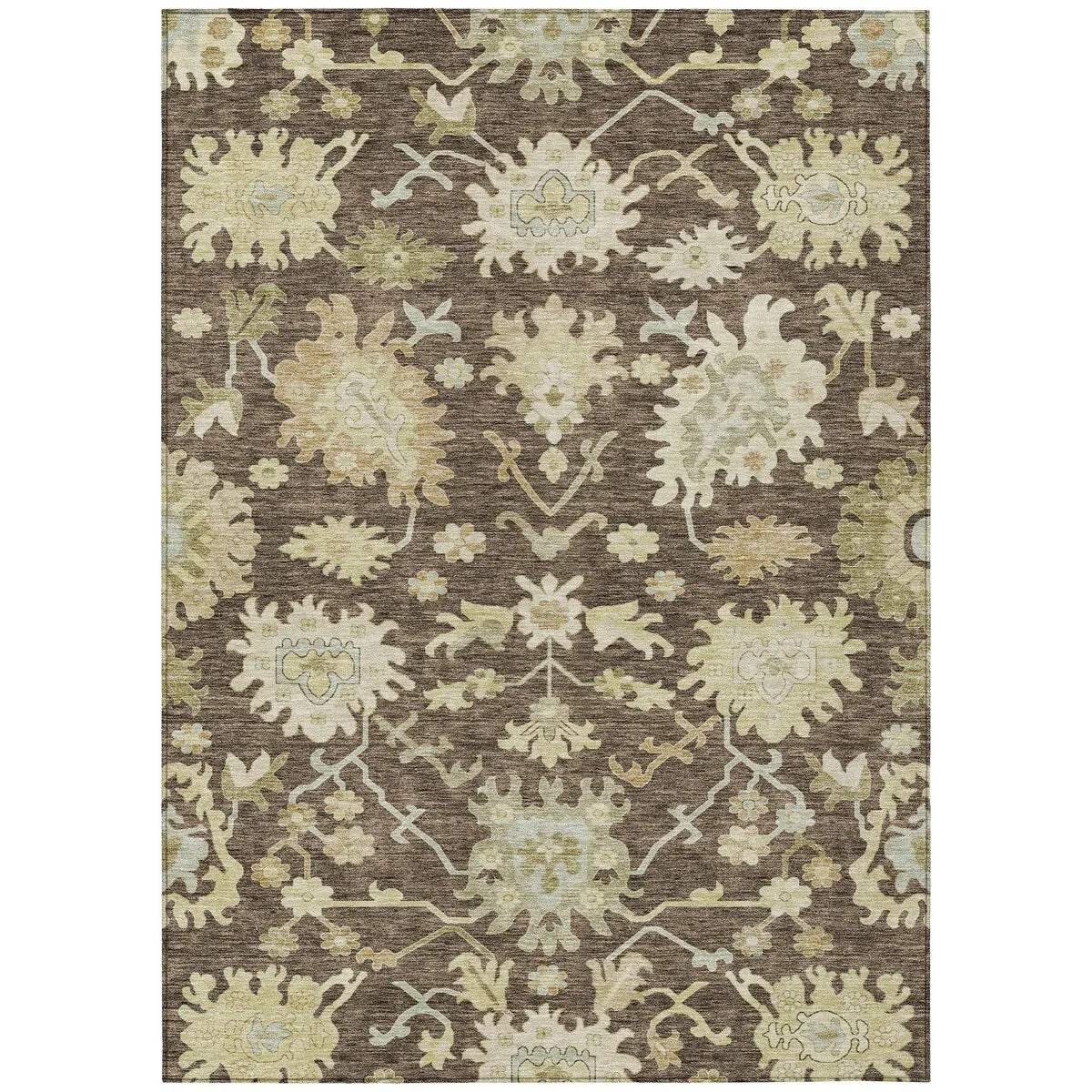Machine Washable Indoor/ Outdoor Traditional Casual Chantille Rug