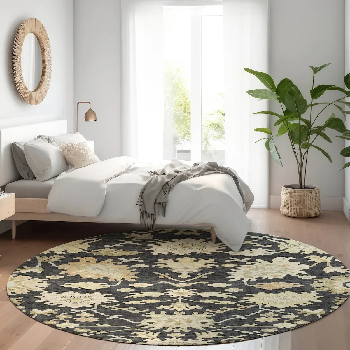 Machine Washable Indoor/ Outdoor Traditional Casual Chantille Rug