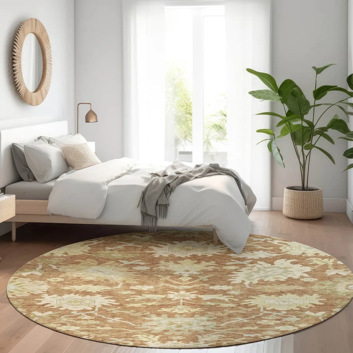 Machine Washable Indoor/ Outdoor Traditional Casual Chantille Rug