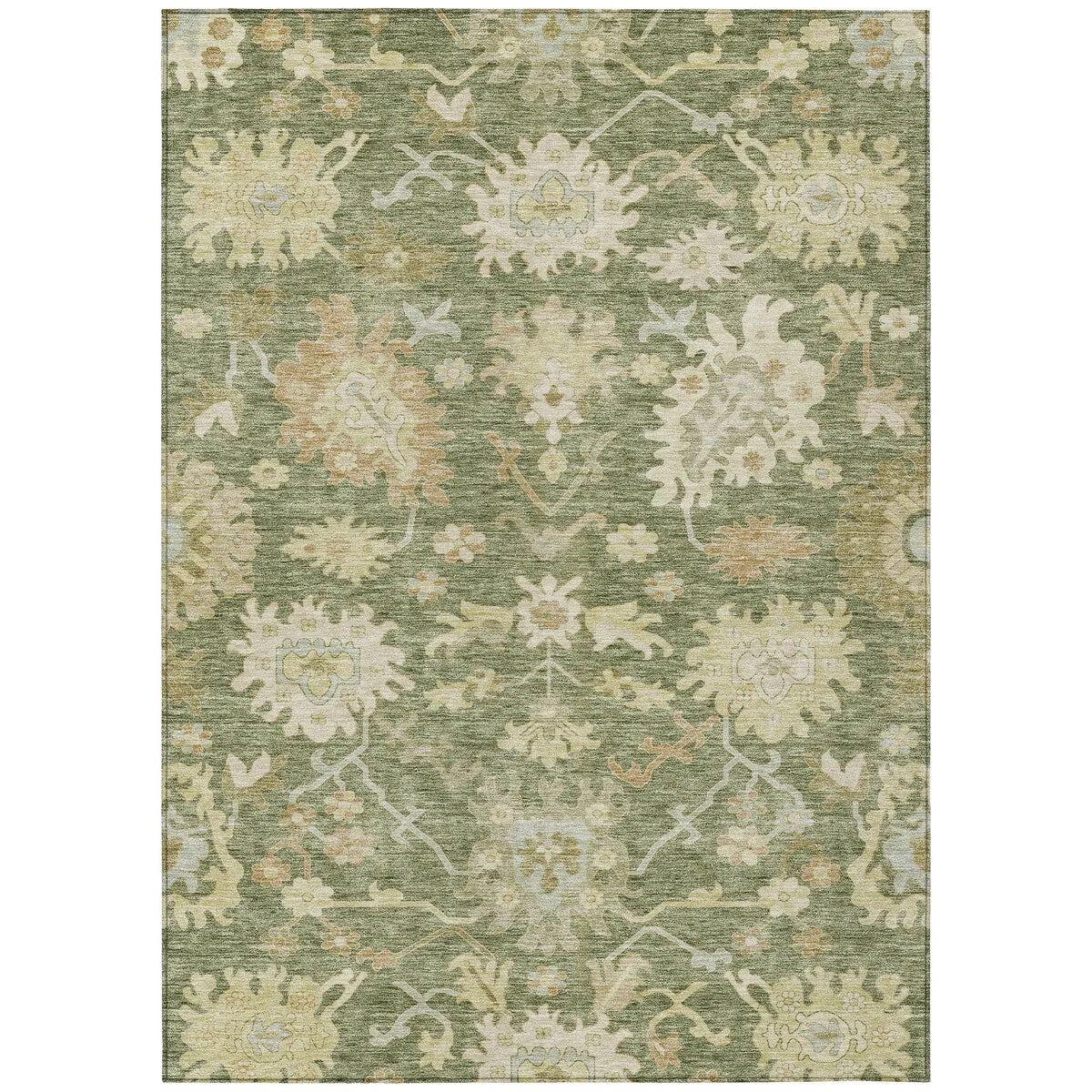 Machine Washable Indoor/ Outdoor Traditional Casual Chantille Rug