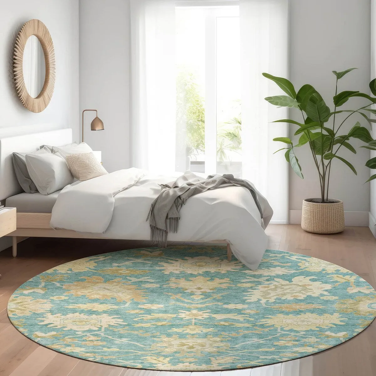 Machine Washable Indoor/ Outdoor Traditional Casual Chantille Rug