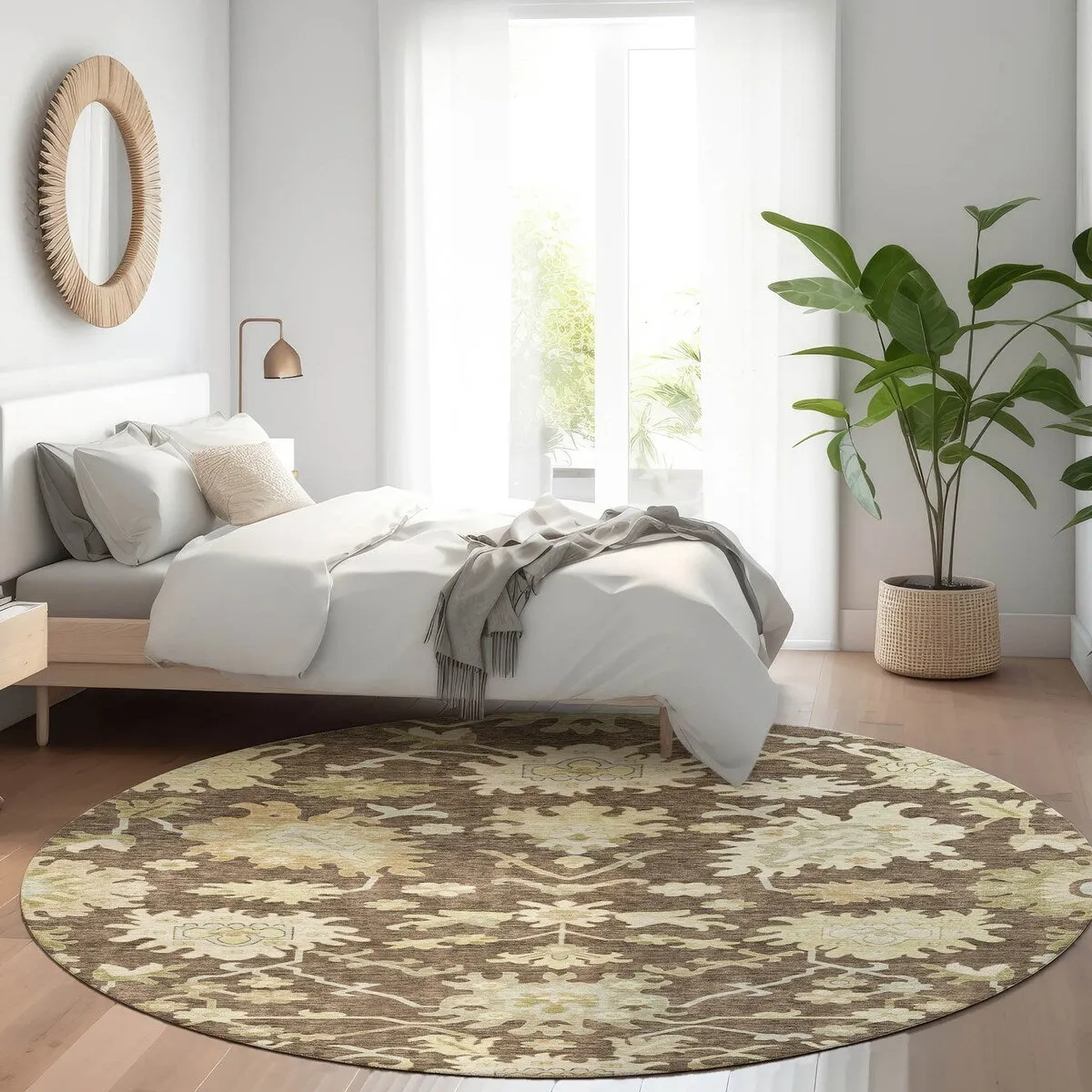 Machine Washable Indoor/ Outdoor Traditional Casual Chantille Rug