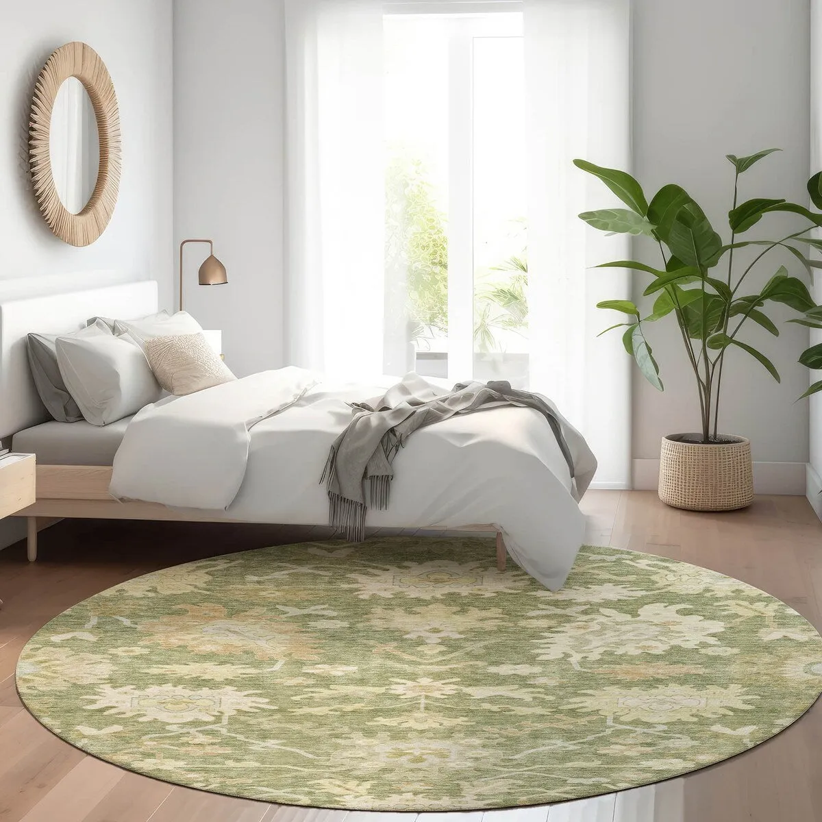 Machine Washable Indoor/ Outdoor Traditional Casual Chantille Rug
