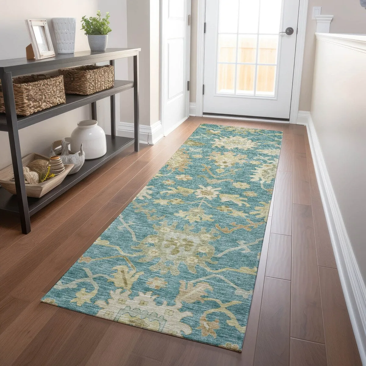 Machine Washable Indoor/ Outdoor Traditional Casual Chantille Rug