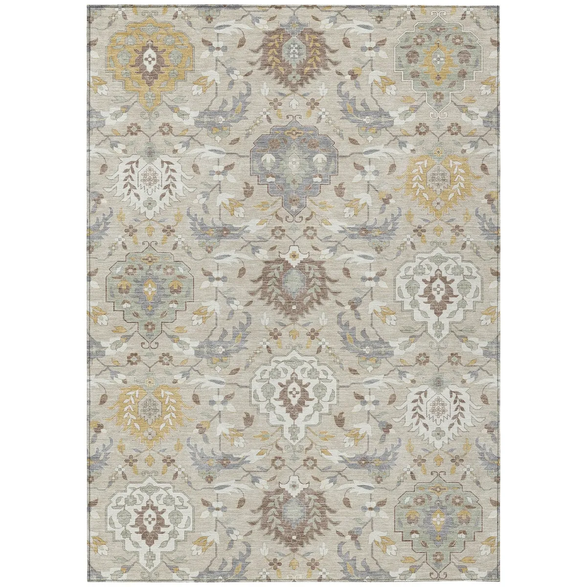 Machine Washable Indoor/ Outdoor Traditional Kashan Chantille Rug