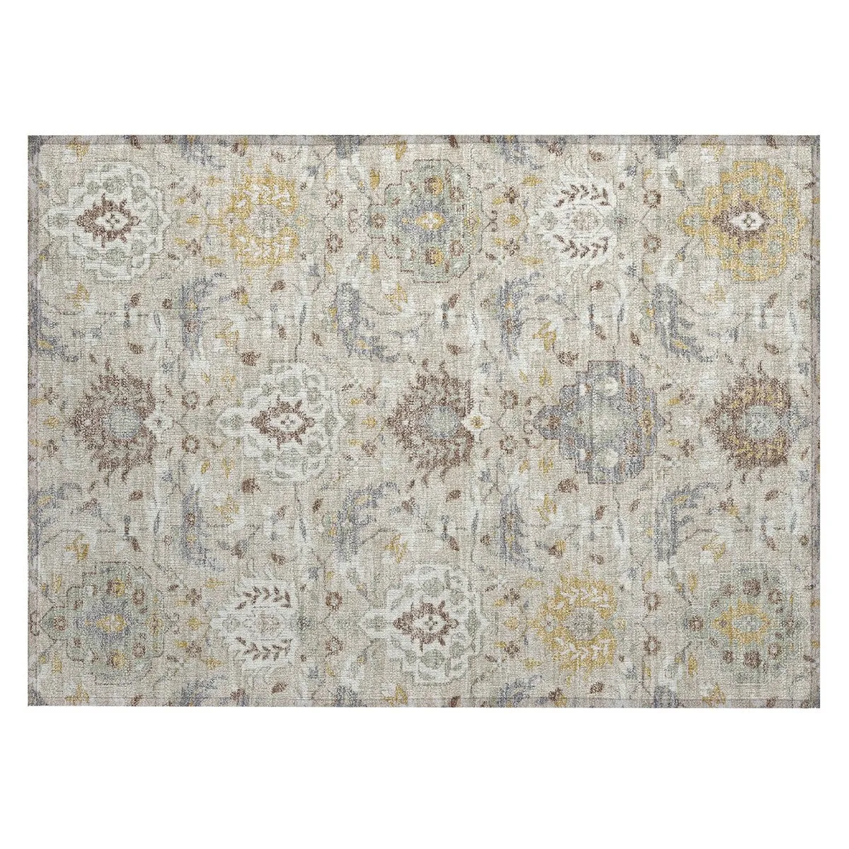 Machine Washable Indoor/ Outdoor Traditional Kashan Chantille Rug
