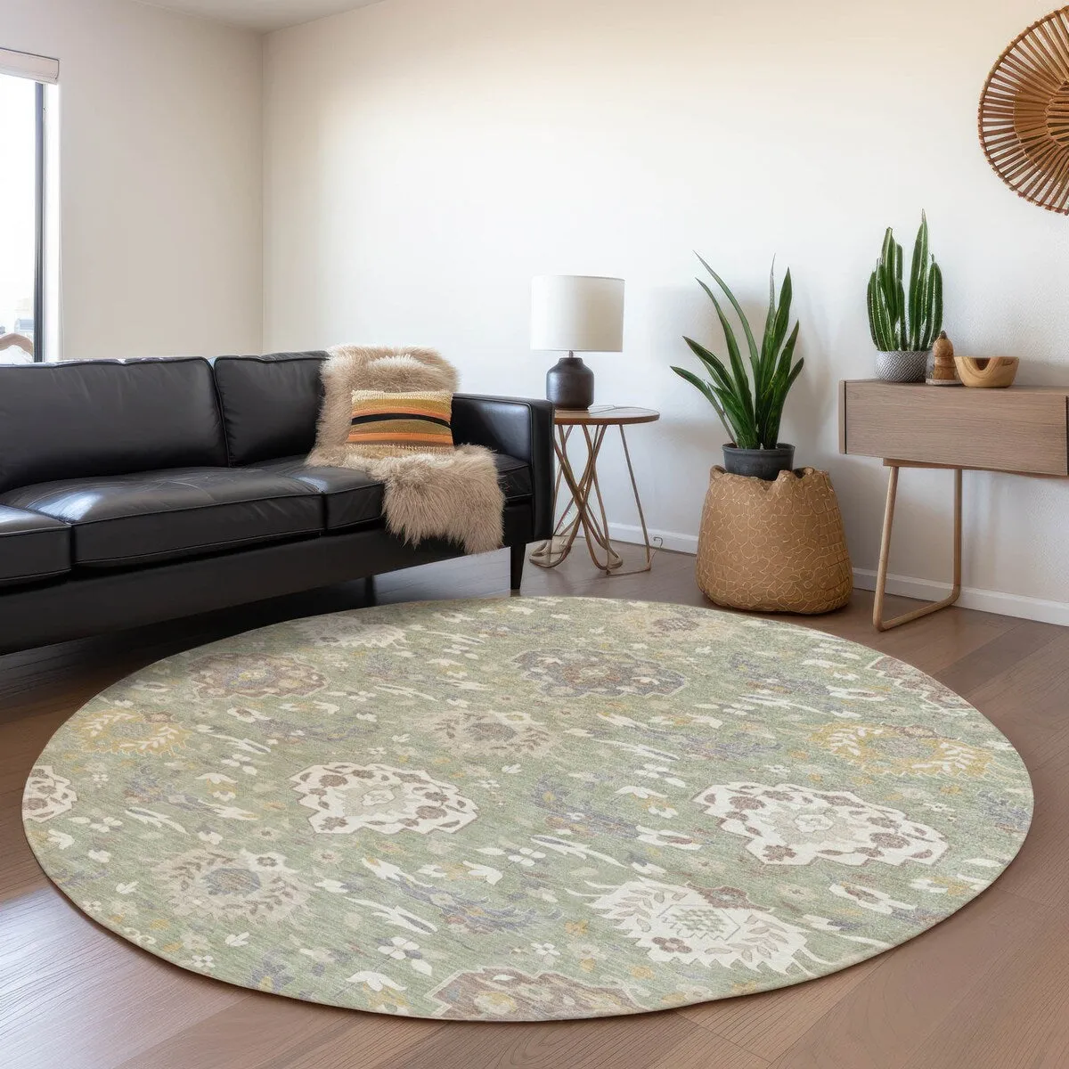Machine Washable Indoor/ Outdoor Traditional Kashan Chantille Rug